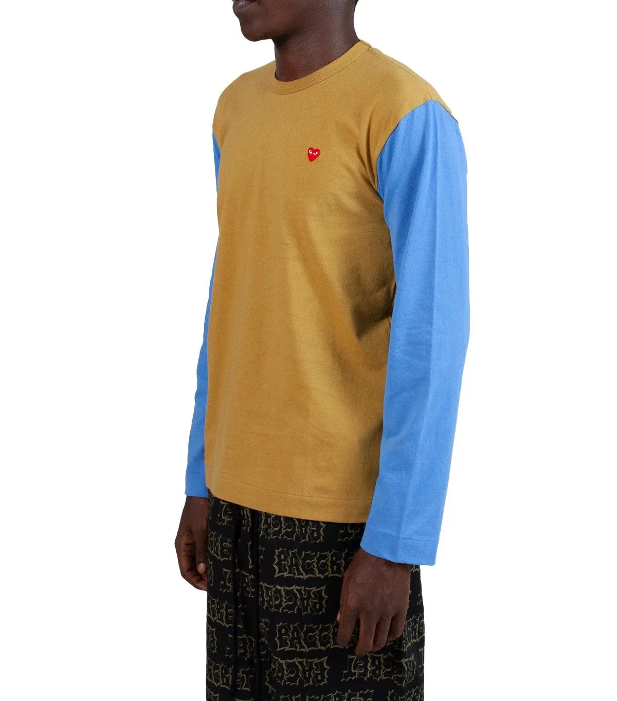CdG PLAY Bi-Color Long Sleeve T-Shirt Olive