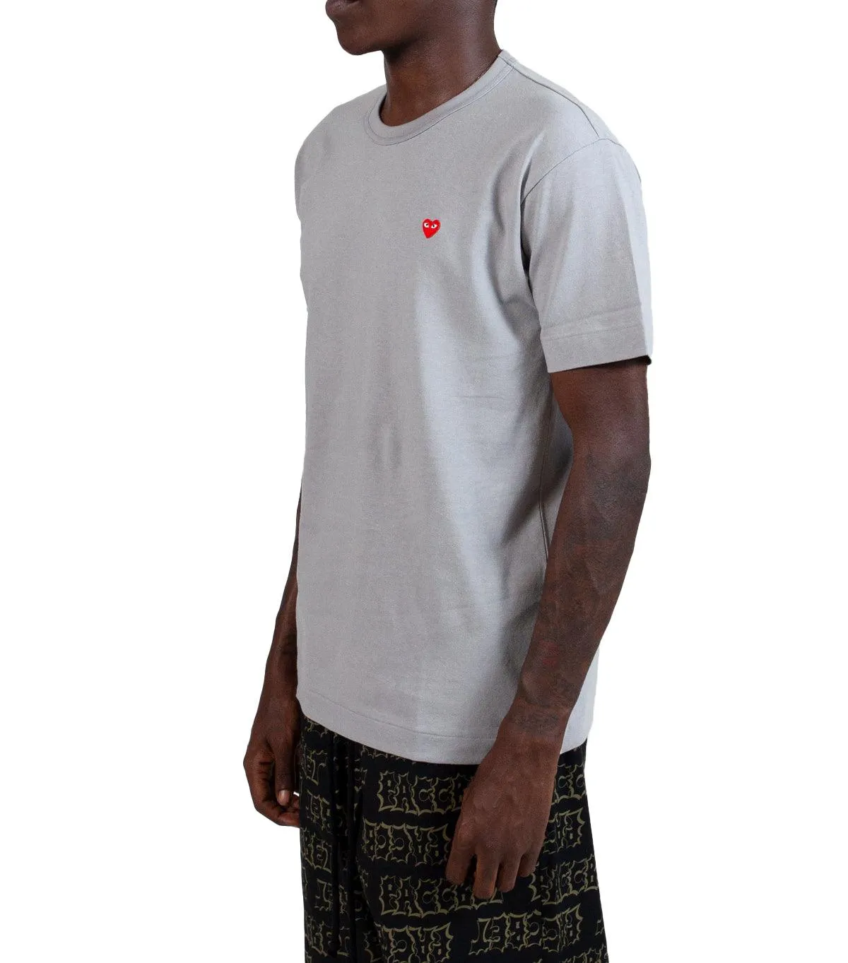 CdG PLAY Small Red Heart T-Shirt Grey