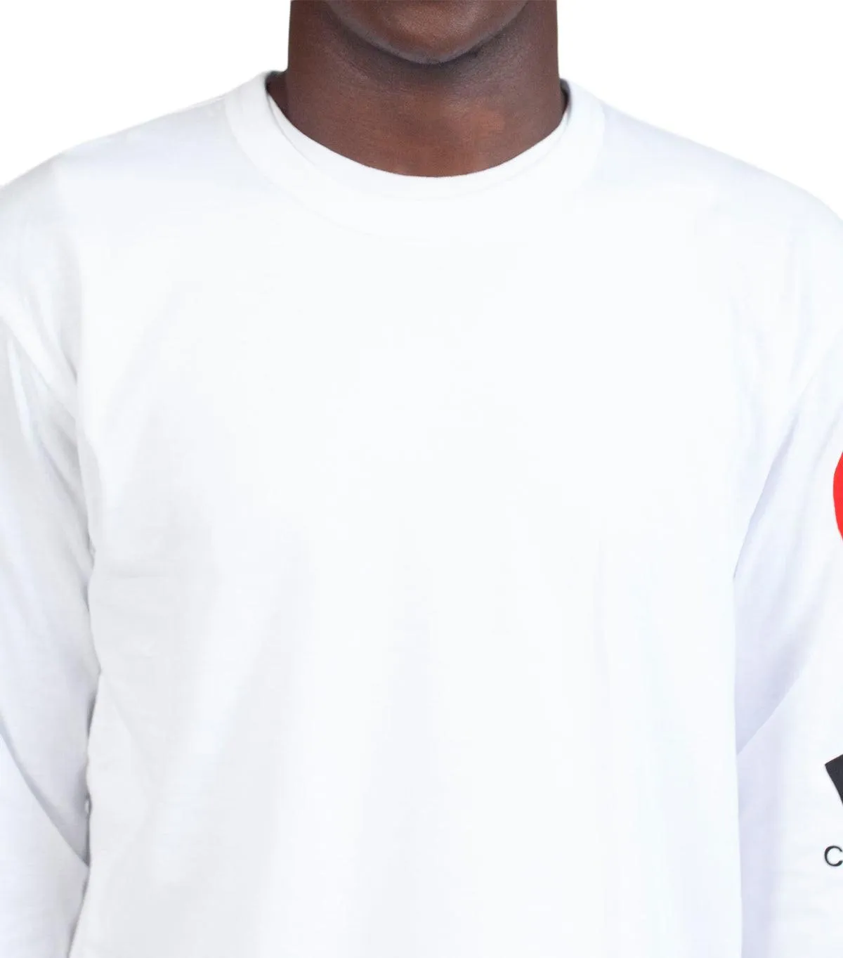 CdG PLAY White Play Logo Long Sleeve T-Shirt Red Heart