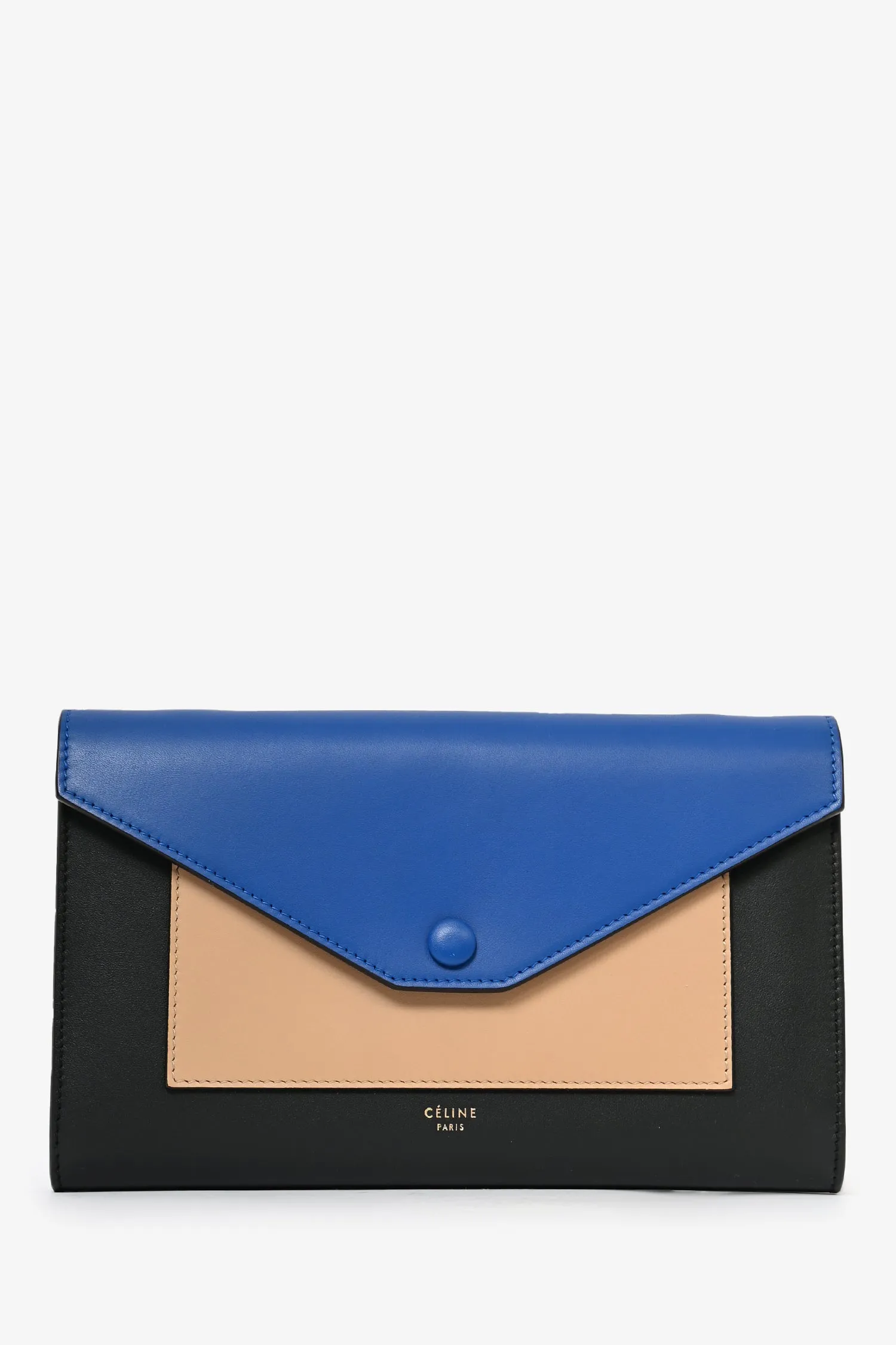 Celine 2015 Black Tricolor Leather Envelope Pocket Wallet on Chain handbags bulk sale