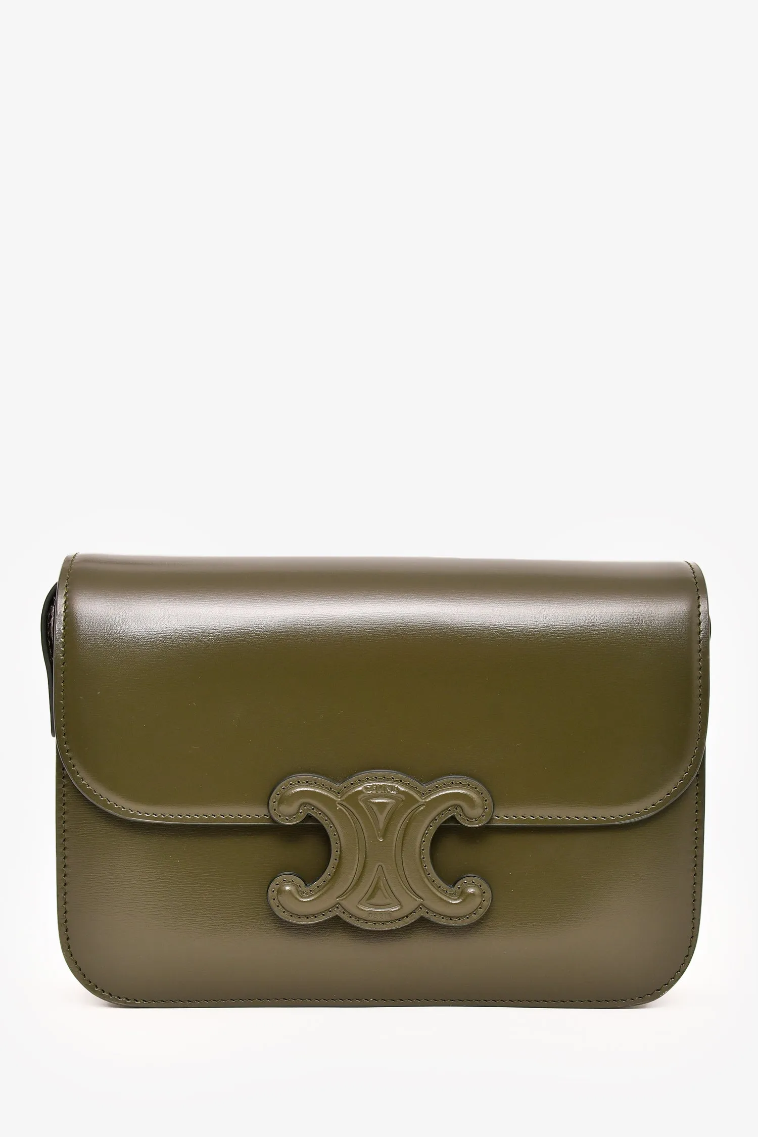 Celine 2022 Green Leather Classique Triomphe Shoulder Bag handbags bulk sale