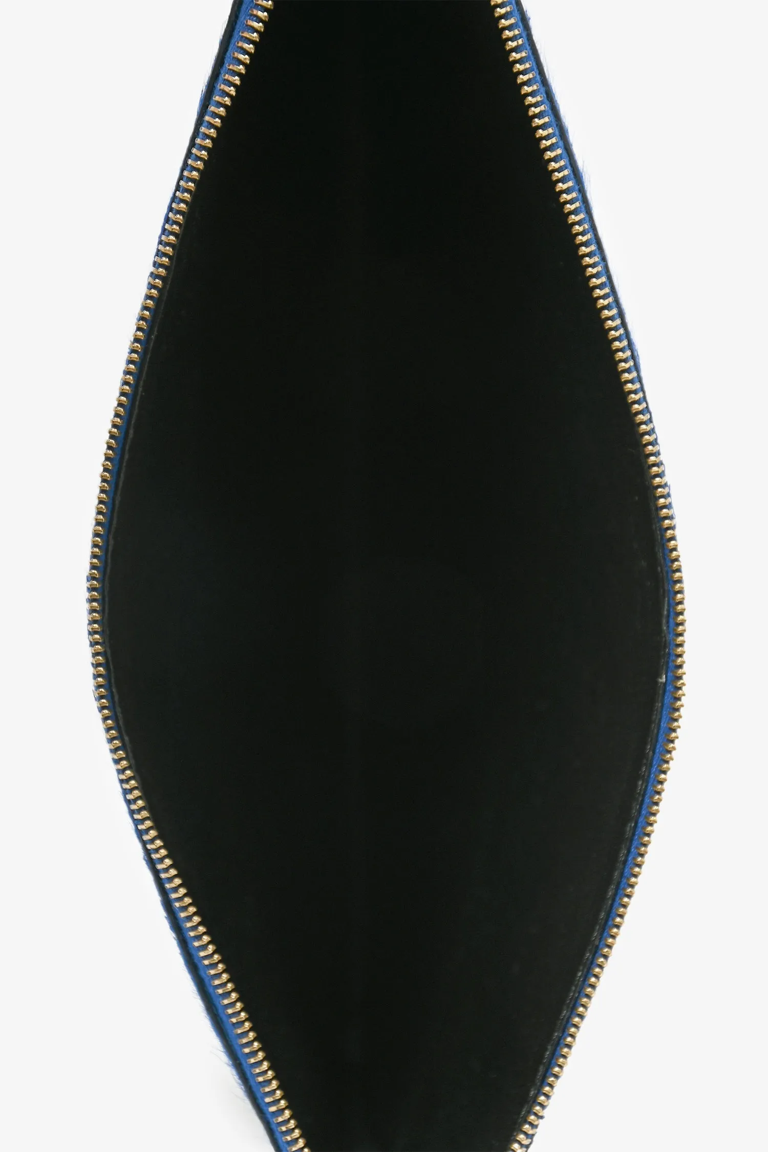 Celine Black/Blue Leather/Pony Hair Zip Clutch