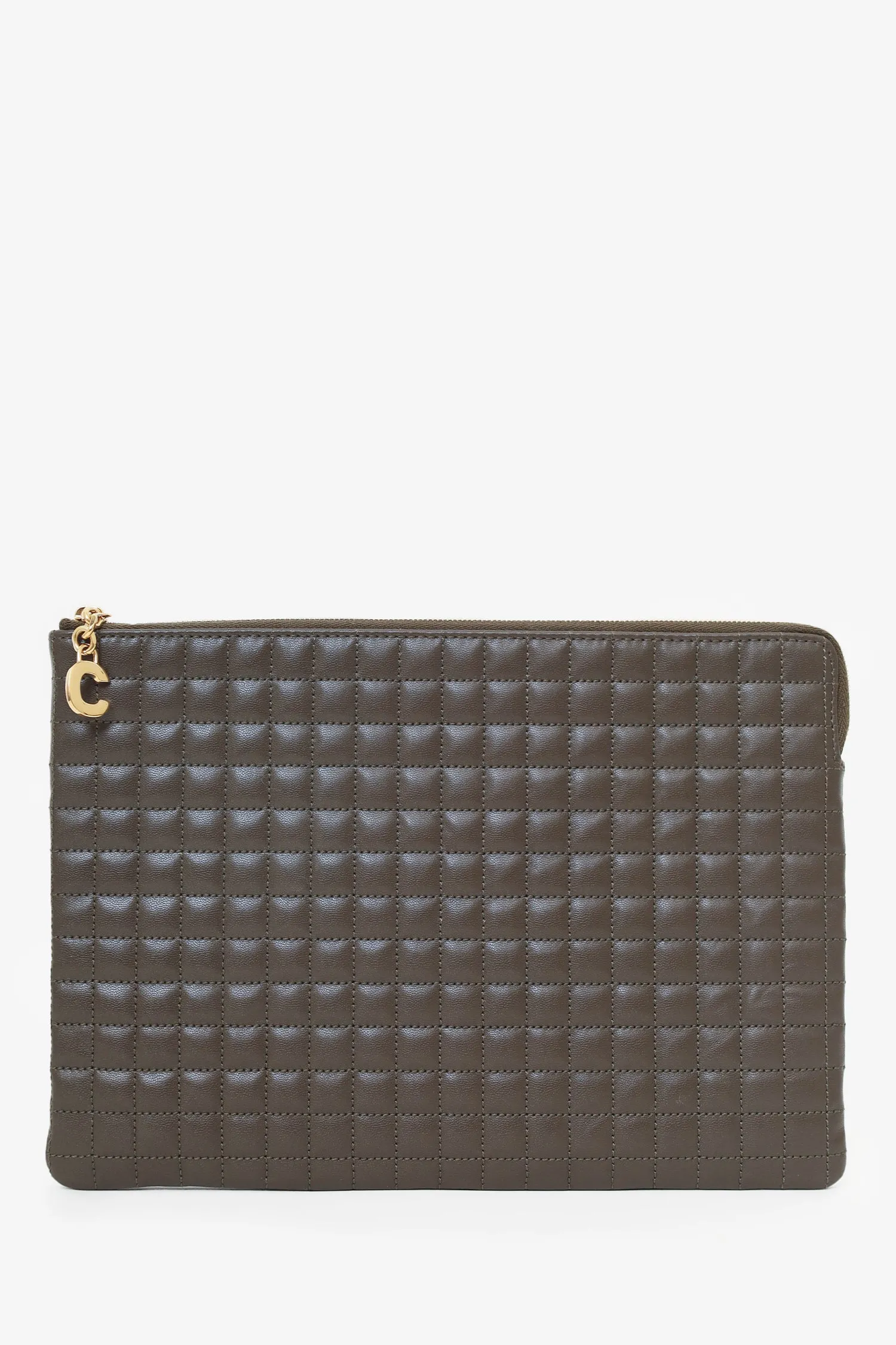 Celine Khaki Green Quilted C-Charm Pouch handbags bulk sale