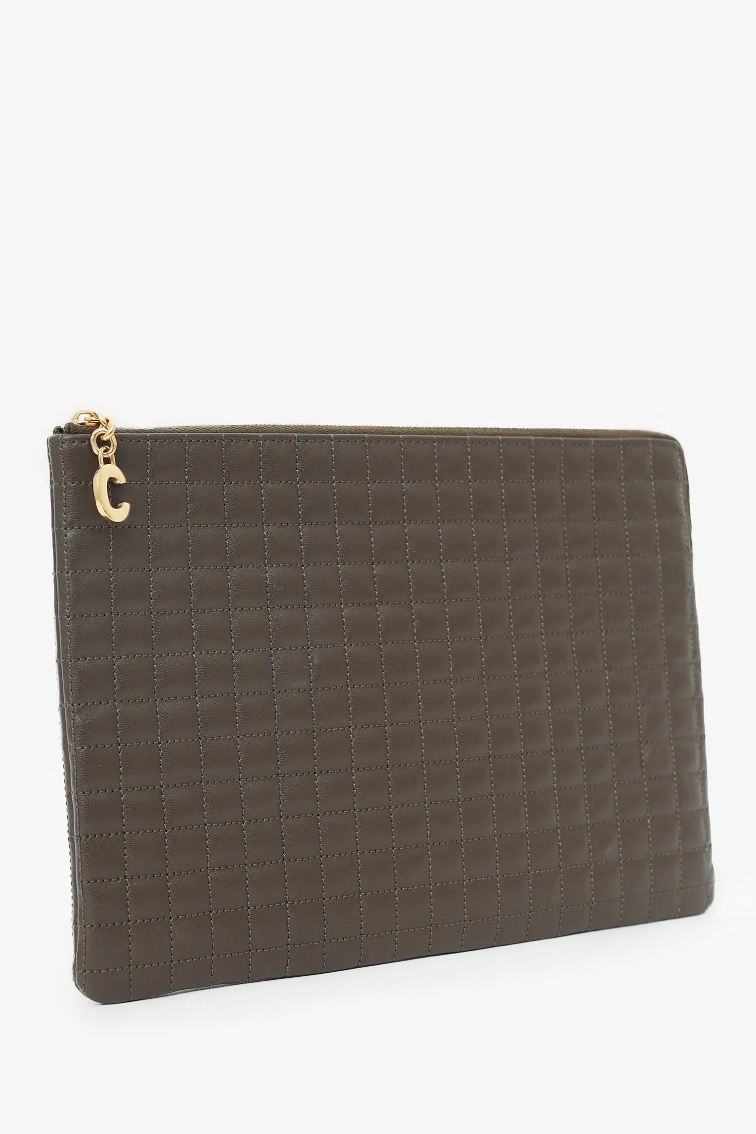 Celine Khaki Green Quilted C-Charm Pouch