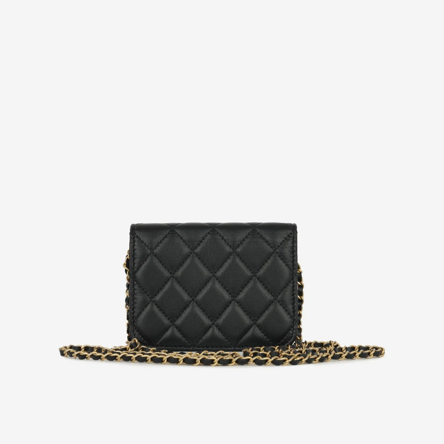 Chanel - 19 Flap Coin Purse on Chain - Black Lambskin AGHW - 2021 - Pre-Loved