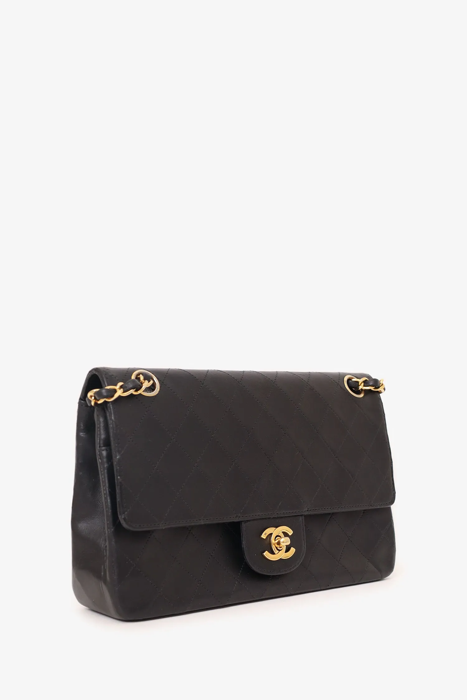 Chanel? 1986-88 Black Quilted Lambskin Medium Double Flap Bag 'Refurbished'