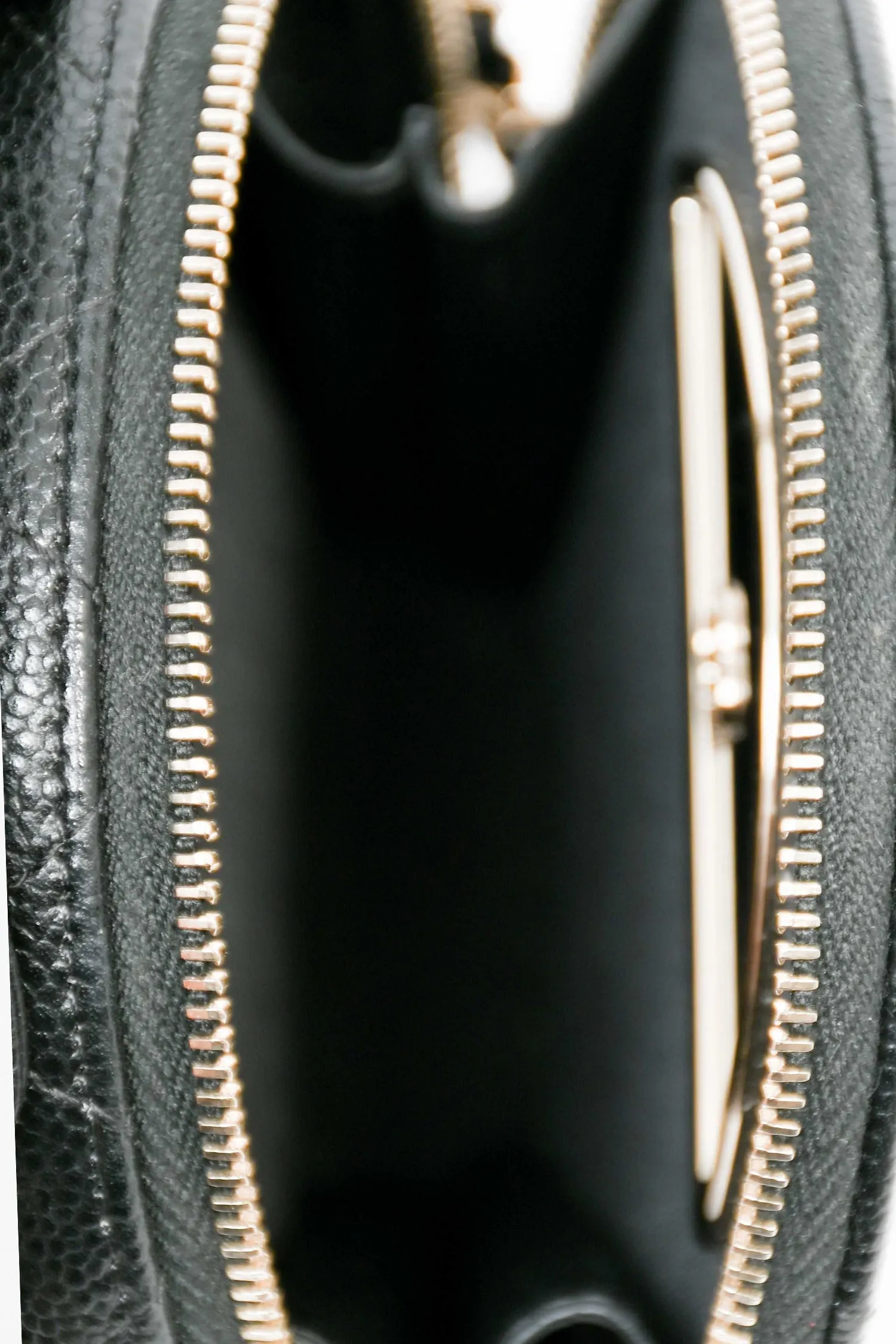 Chanel? Black Caviar Leather Round Mini 'Handle with Care' Vanity with Chain