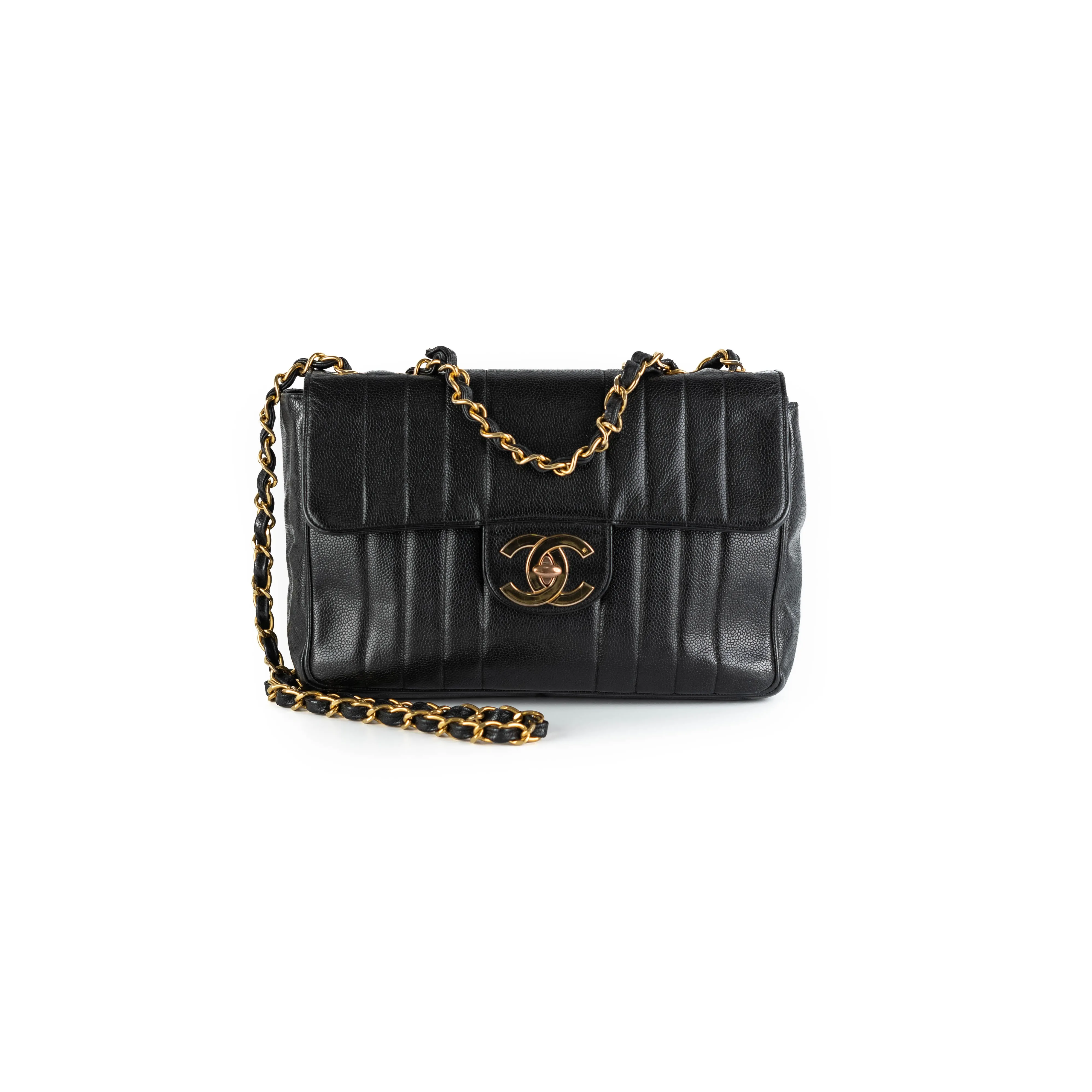 Chanel CC Vertical Jumbo Flap Caviar Black