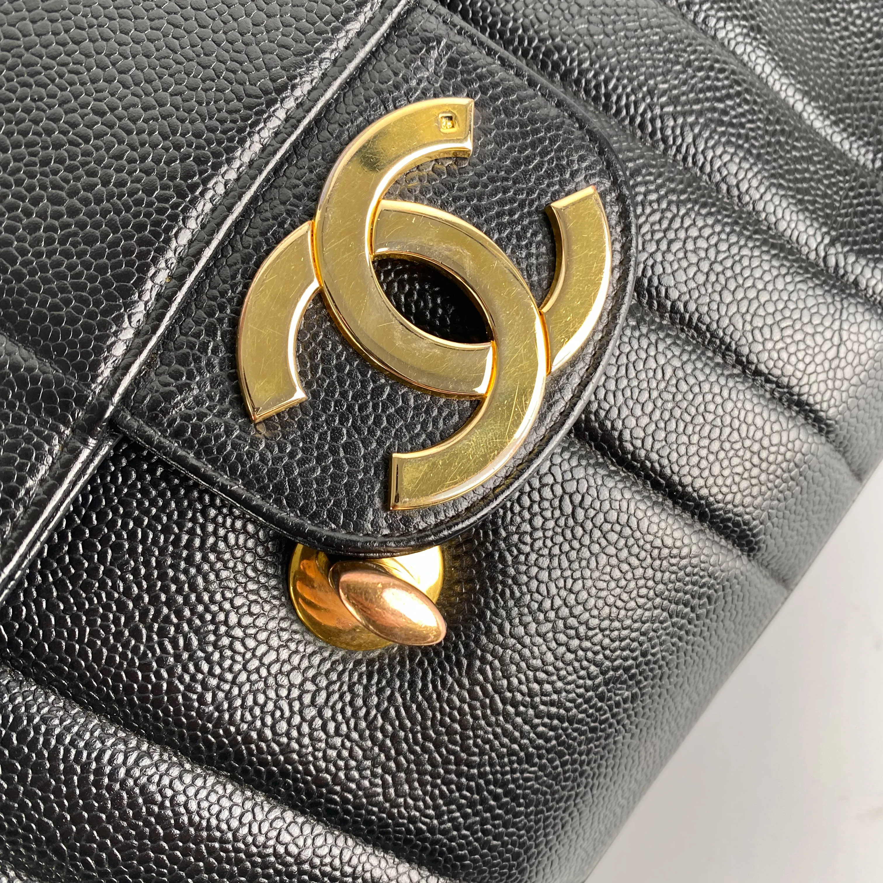 Chanel CC Vertical Jumbo Flap Caviar Black