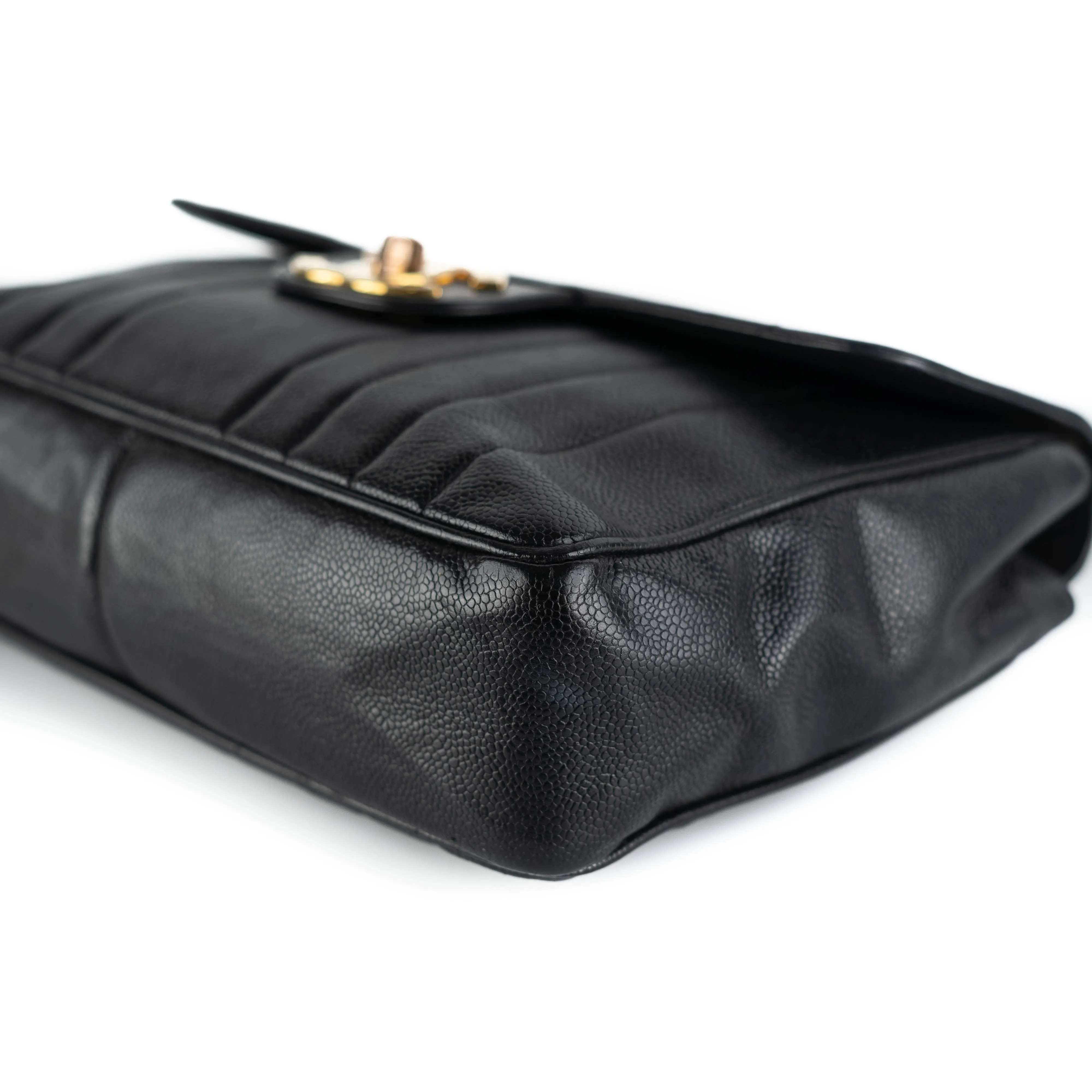 Chanel CC Vertical Jumbo Flap Caviar Black