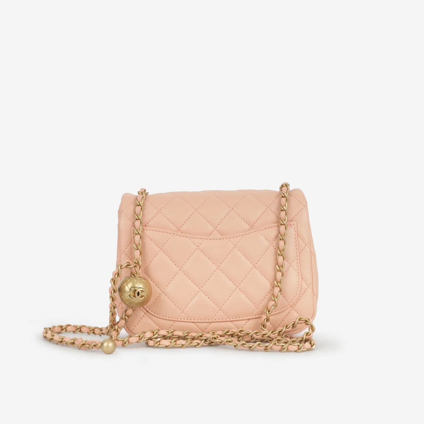 Chanel Chanel - Mini Square Pearl Crush - Peach Lambskin AGHW - Pristine Condition