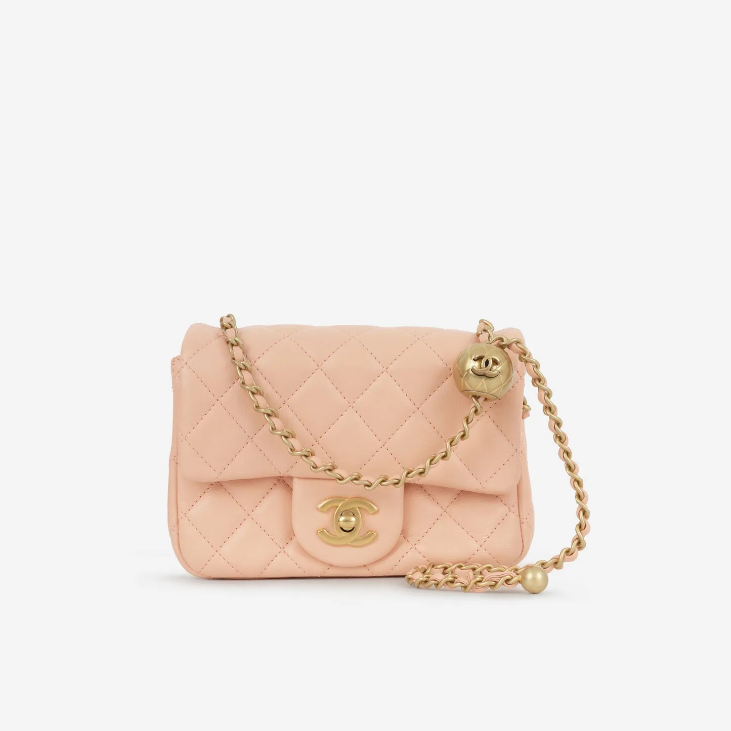 Chanel Chanel - Mini Square Pearl Crush - Peach Lambskin AGHW - Pristine Condition handbags bulk sale