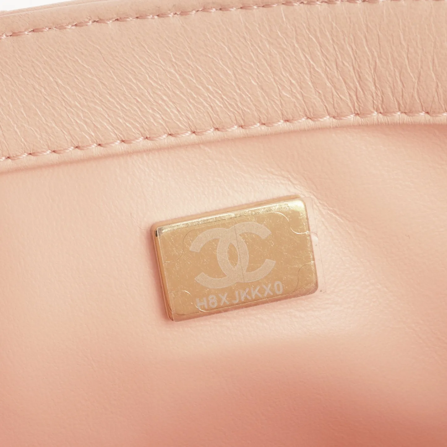 Chanel Chanel - Mini Square Pearl Crush - Peach Lambskin AGHW - Pristine Condition