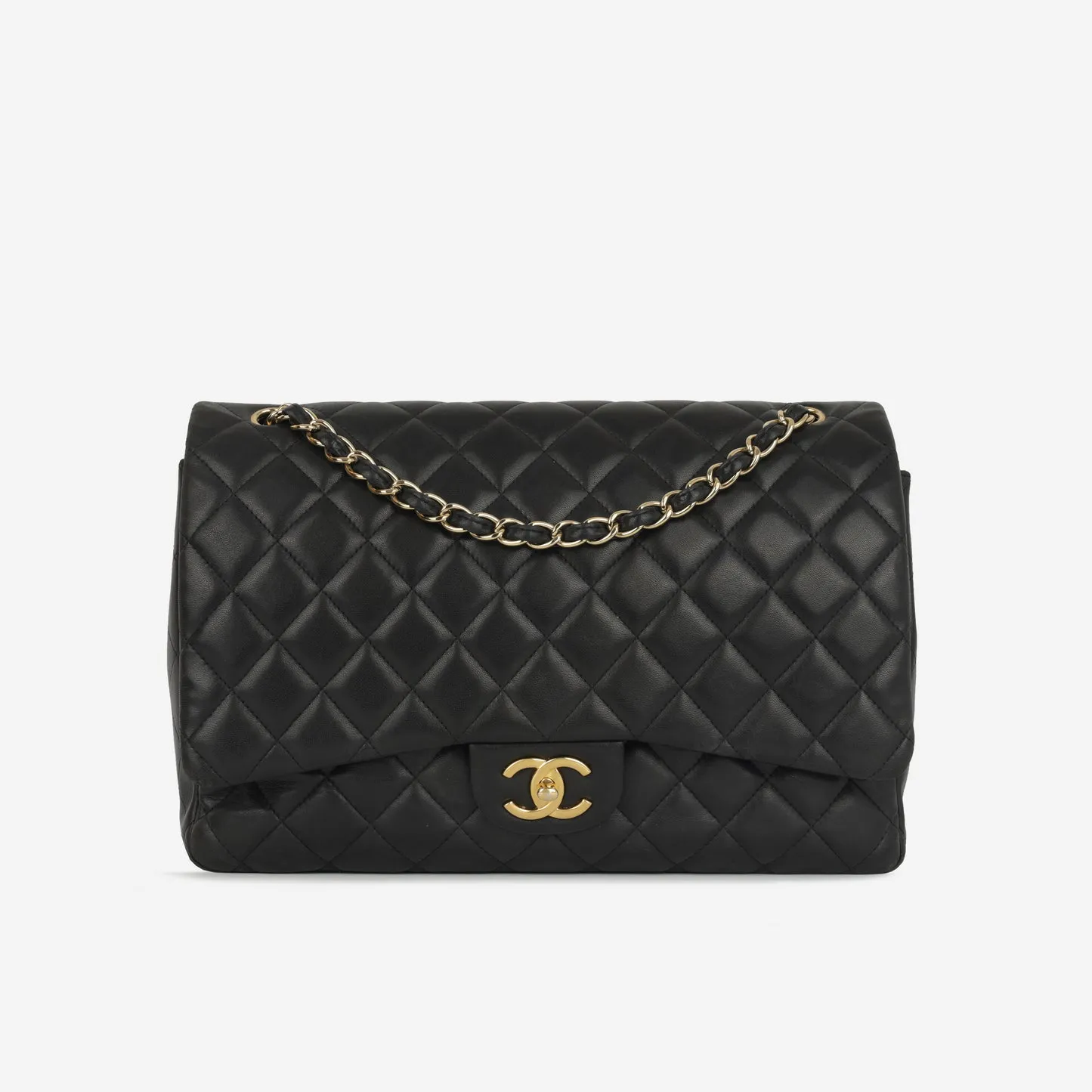 Chanel - Classic Flap Bag - Maxi - Black Lambskin CGHW - 2010 - Pre-Loved handbags bulk sale
