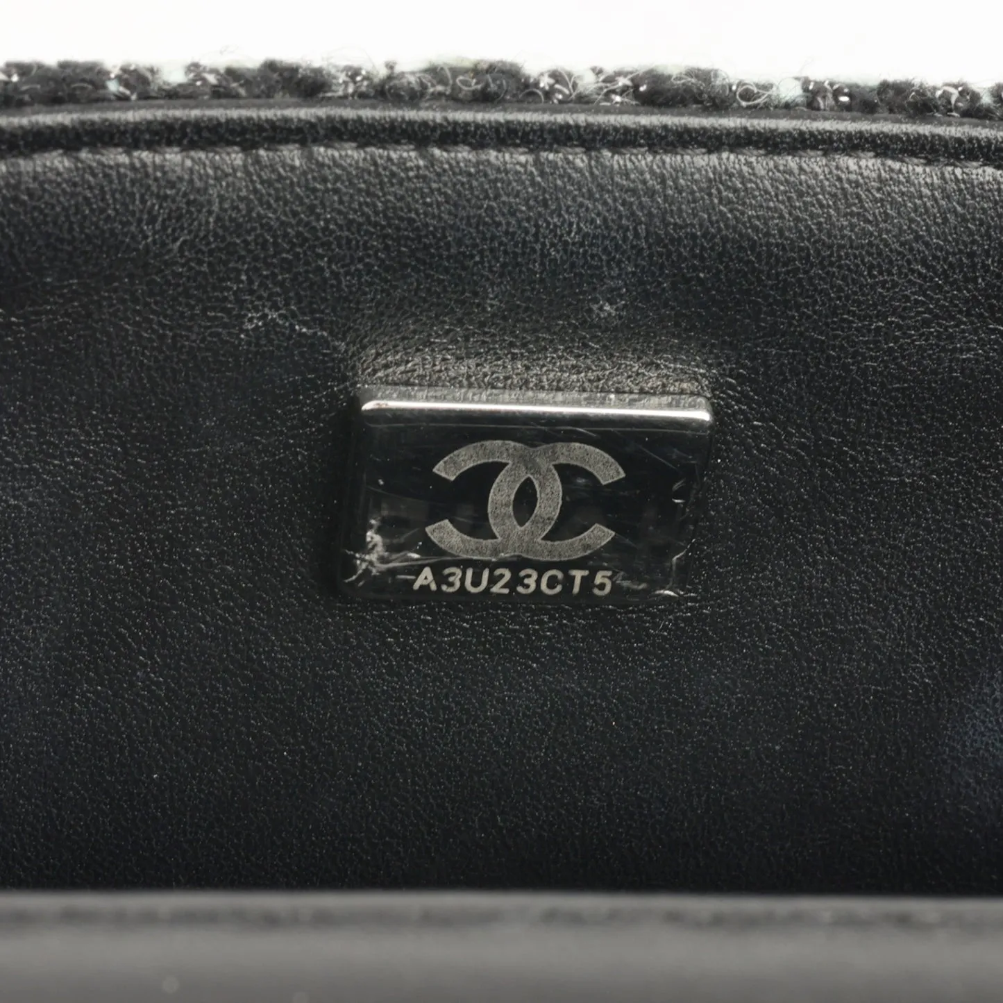 Chanel - Classic Flap Bag - Mini Rectangular - Mixed Black / Light Blue Tweed SHW - Pre-Loved