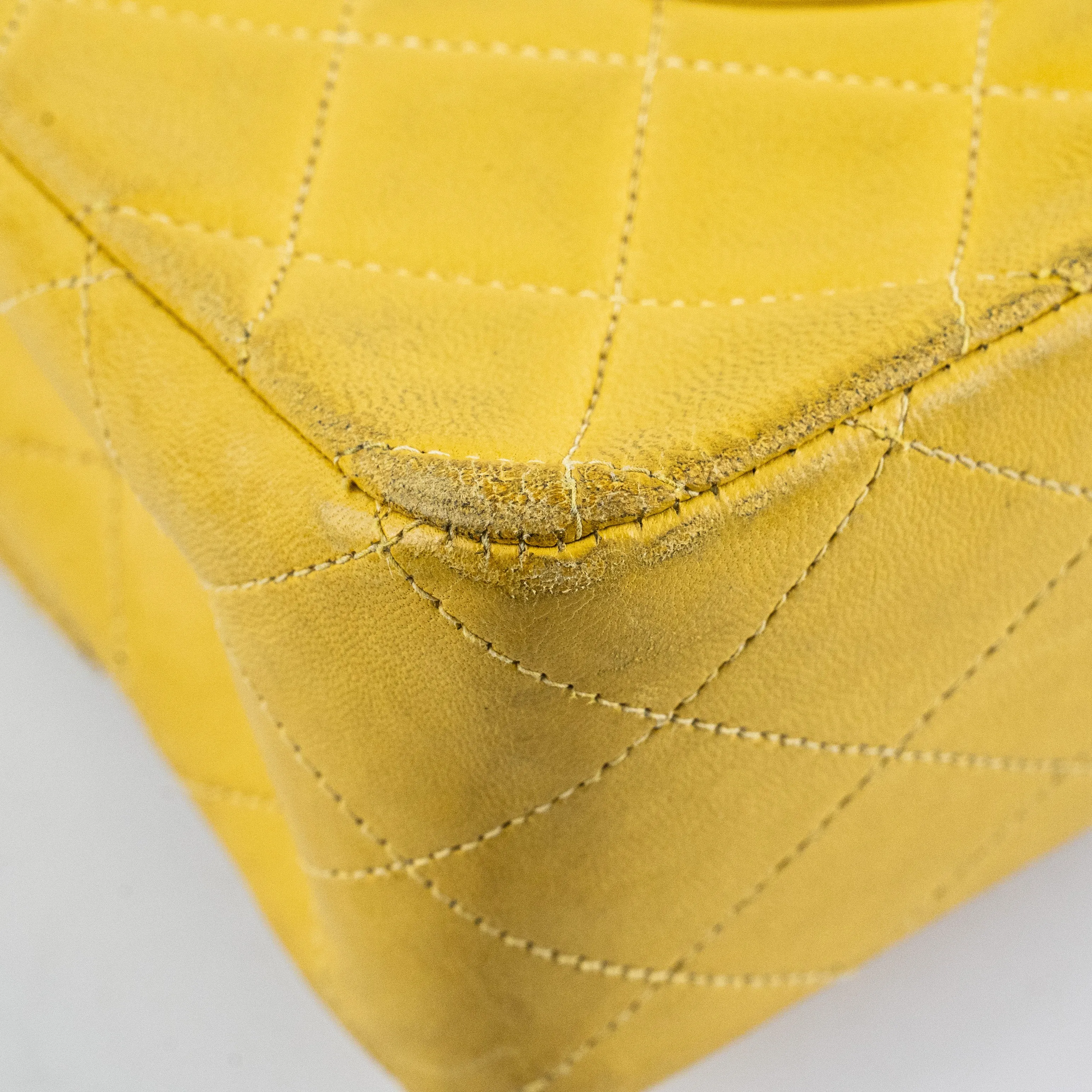 Chanel Classic Flap M/L Yellow Lambskin Bag