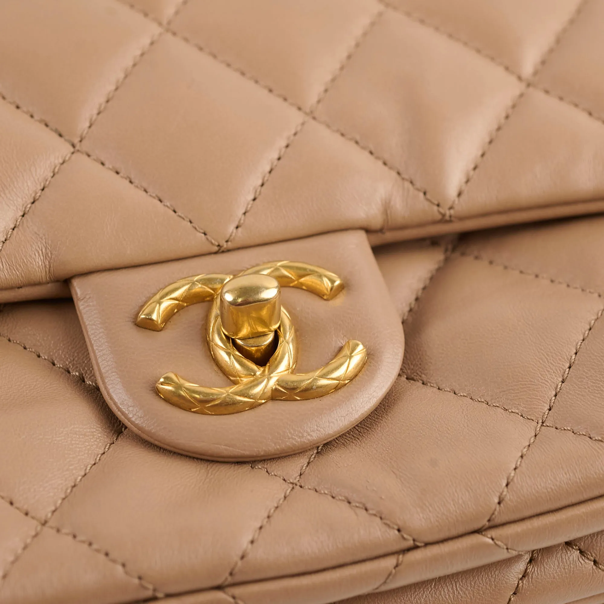Chanel Dark Beige Flap with Adjustable Chain Lambskin (microchip)