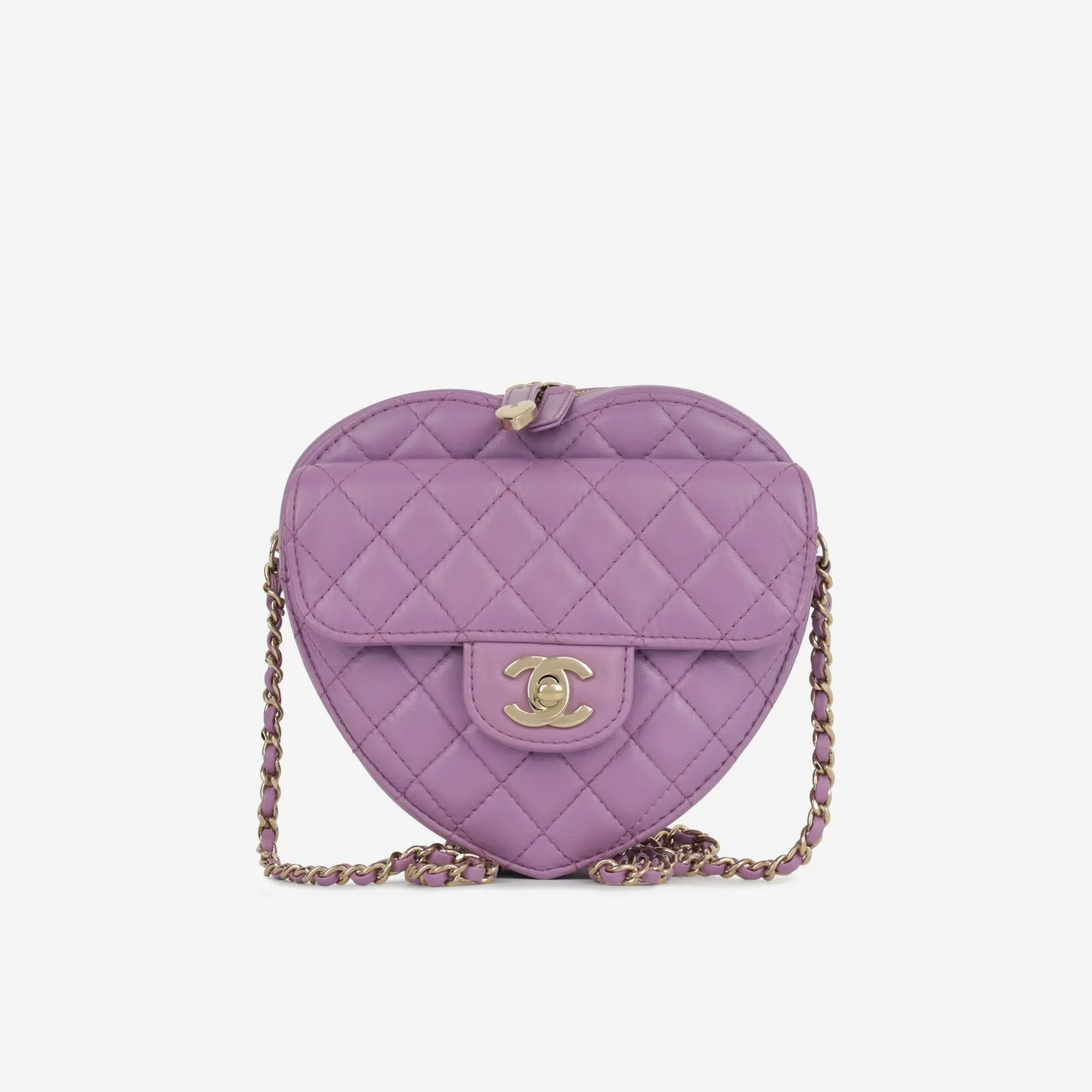 Chanel - Large Heart Bag - Purple Lambskin CGHW handbags bulk sale