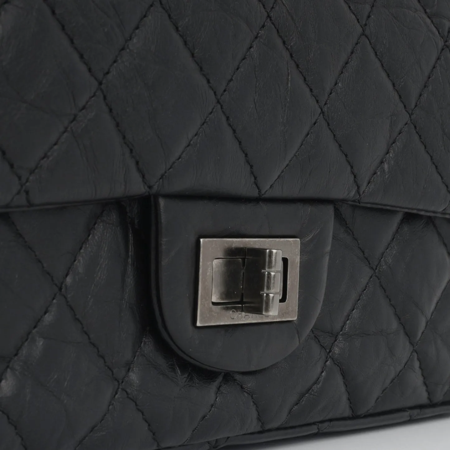 Chanel - Maxi 2.55 Handbag - Black Quilted Aged Calfskin RHW - 2011 - Pre-loved
