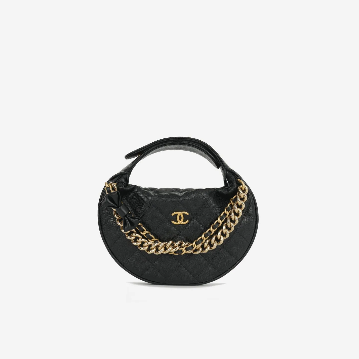 Chanel - Mini Bow Hobo Pouch - Black Caviar GHW - Pre-Loved handbags bulk sale