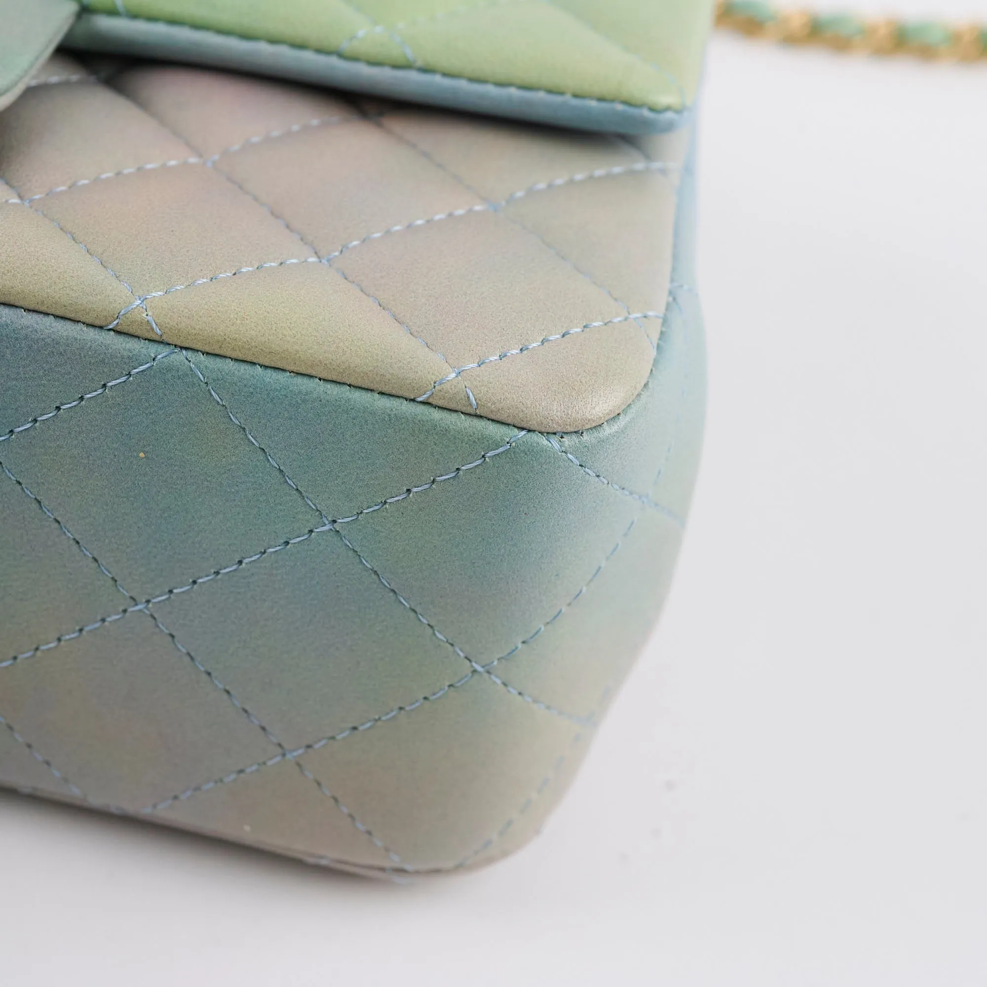 Chanel Mini Rectangular LambskinTop Handle Ombre Green - Microchip