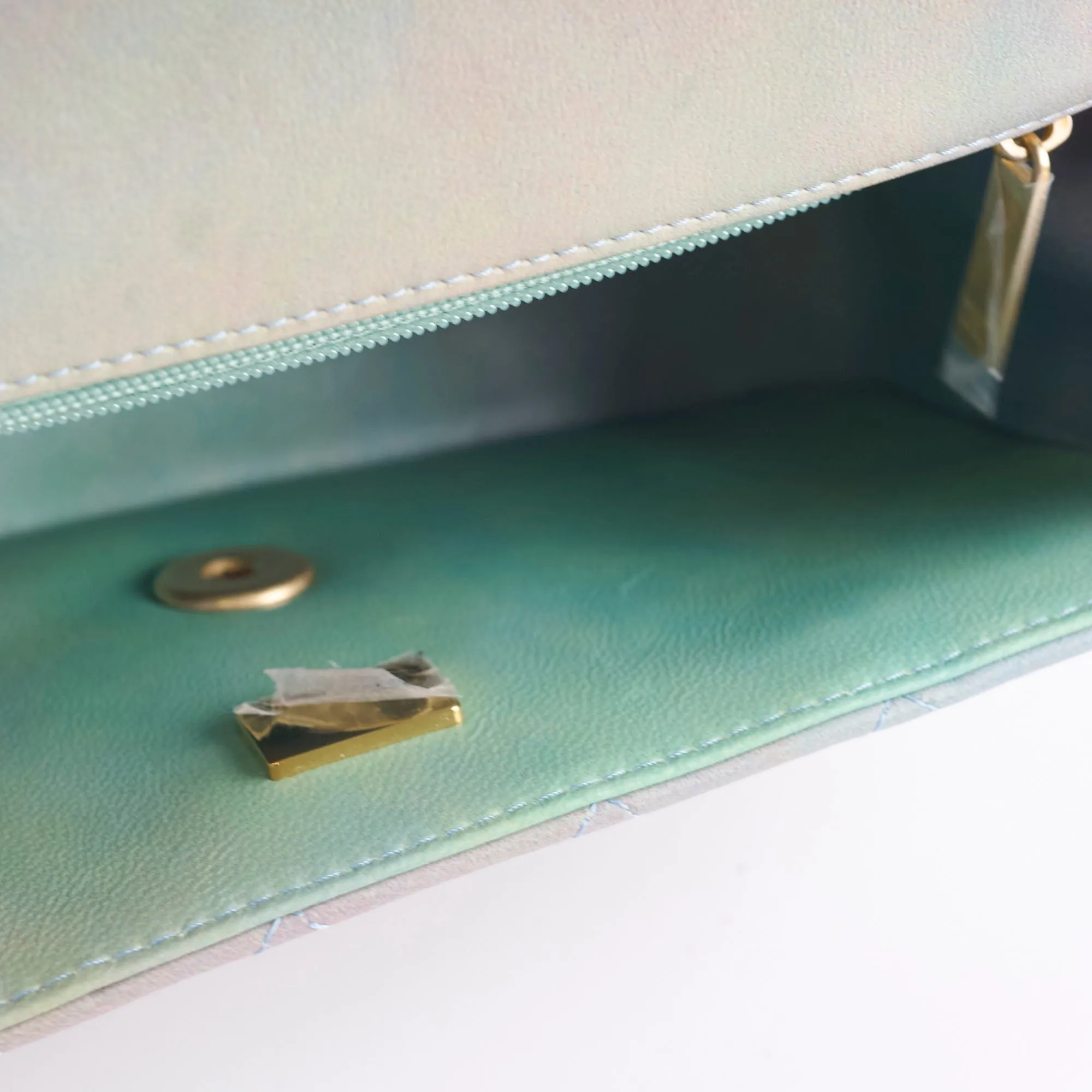 Chanel Mini Rectangular LambskinTop Handle Ombre Green - Microchip