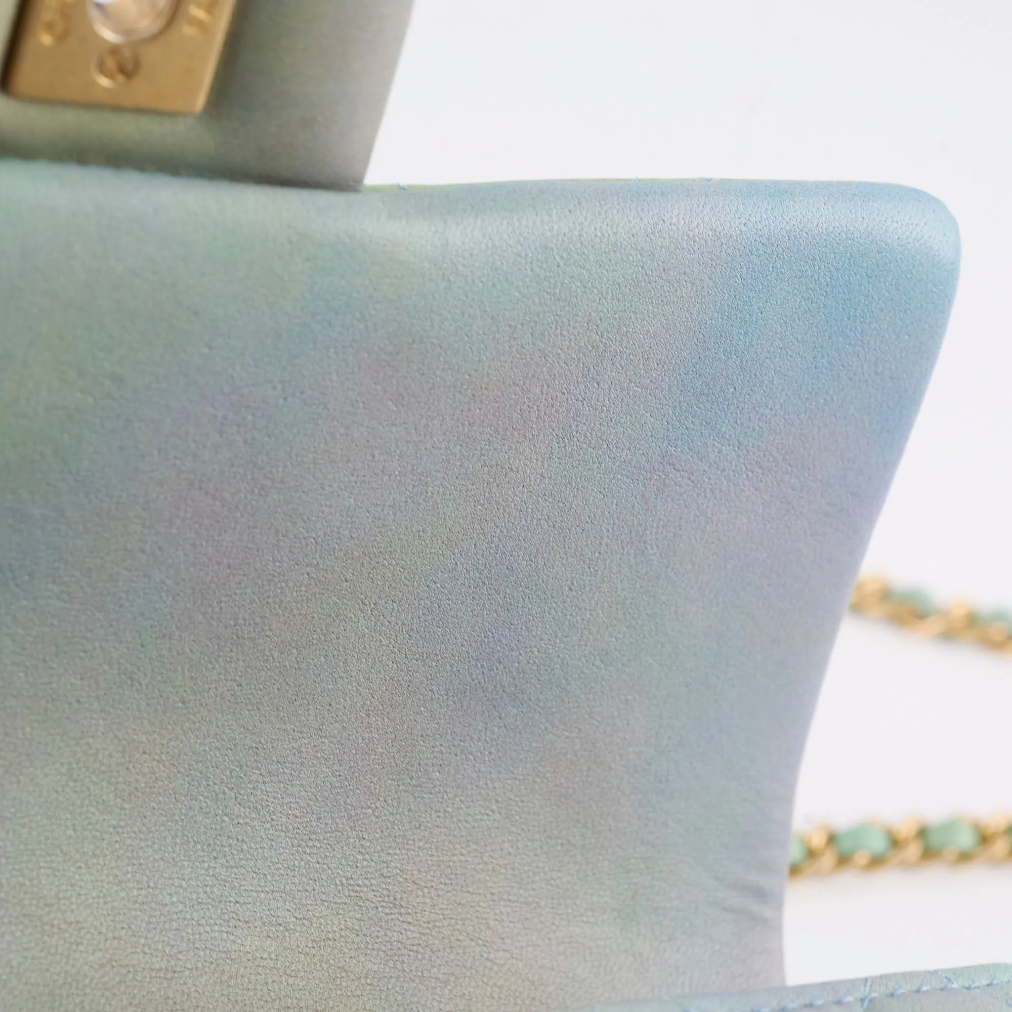 Chanel Mini Rectangular LambskinTop Handle Ombre Green - Microchip