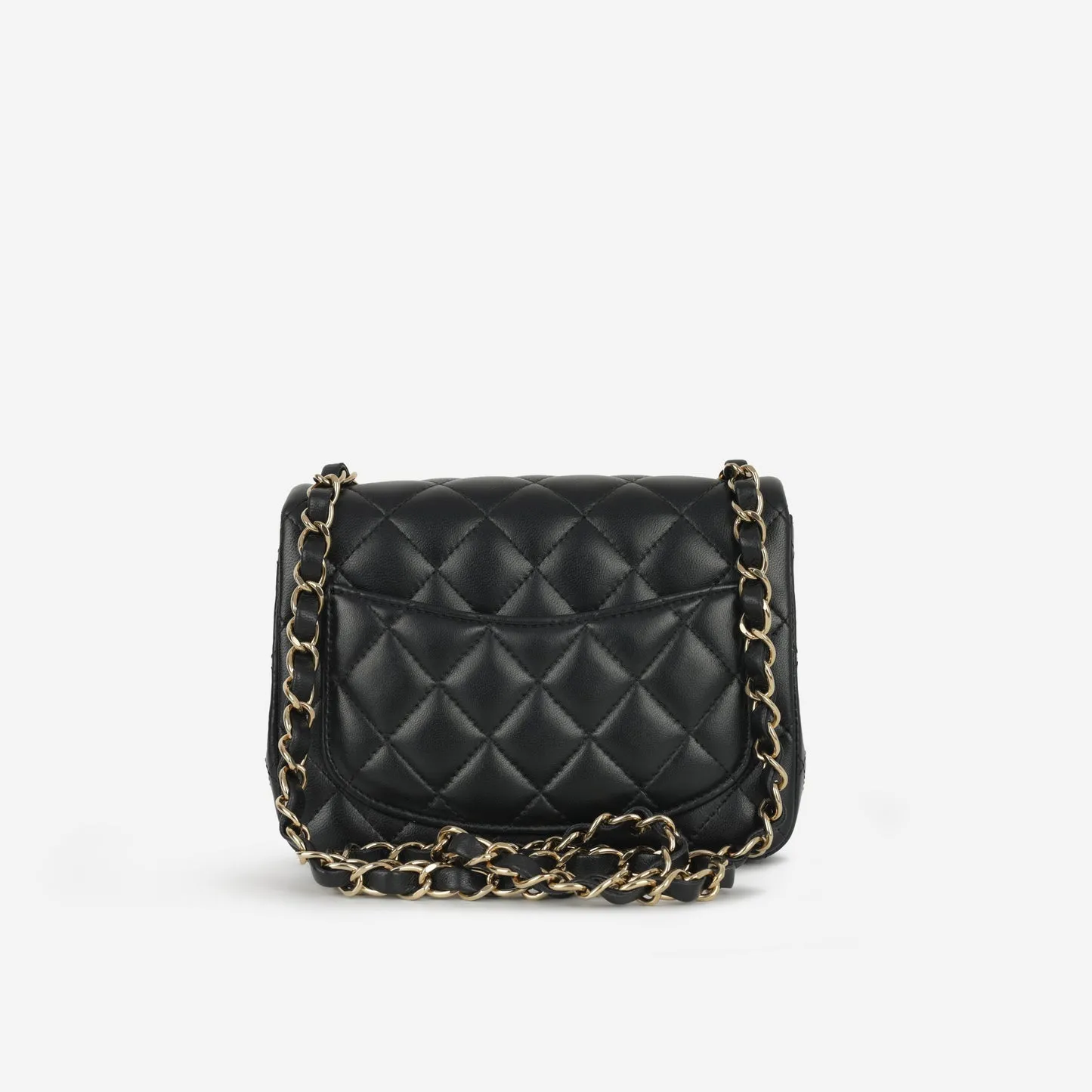 Chanel - Mini Square Classic Flap - Black Lambskin CGHW - Pre Loved - Plaque Series