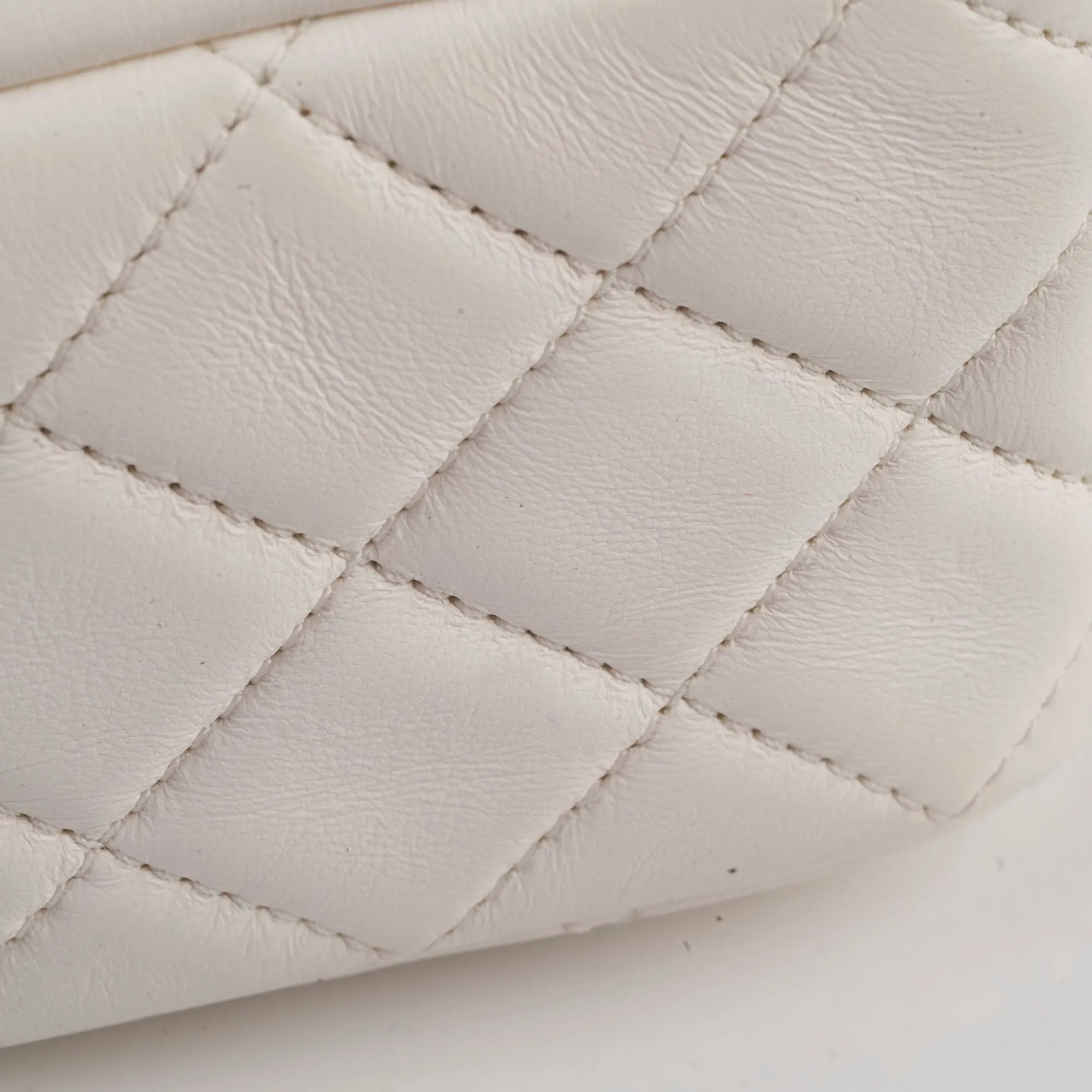 Chanel Mini Square Lambskin Pearl Crush White Series 30