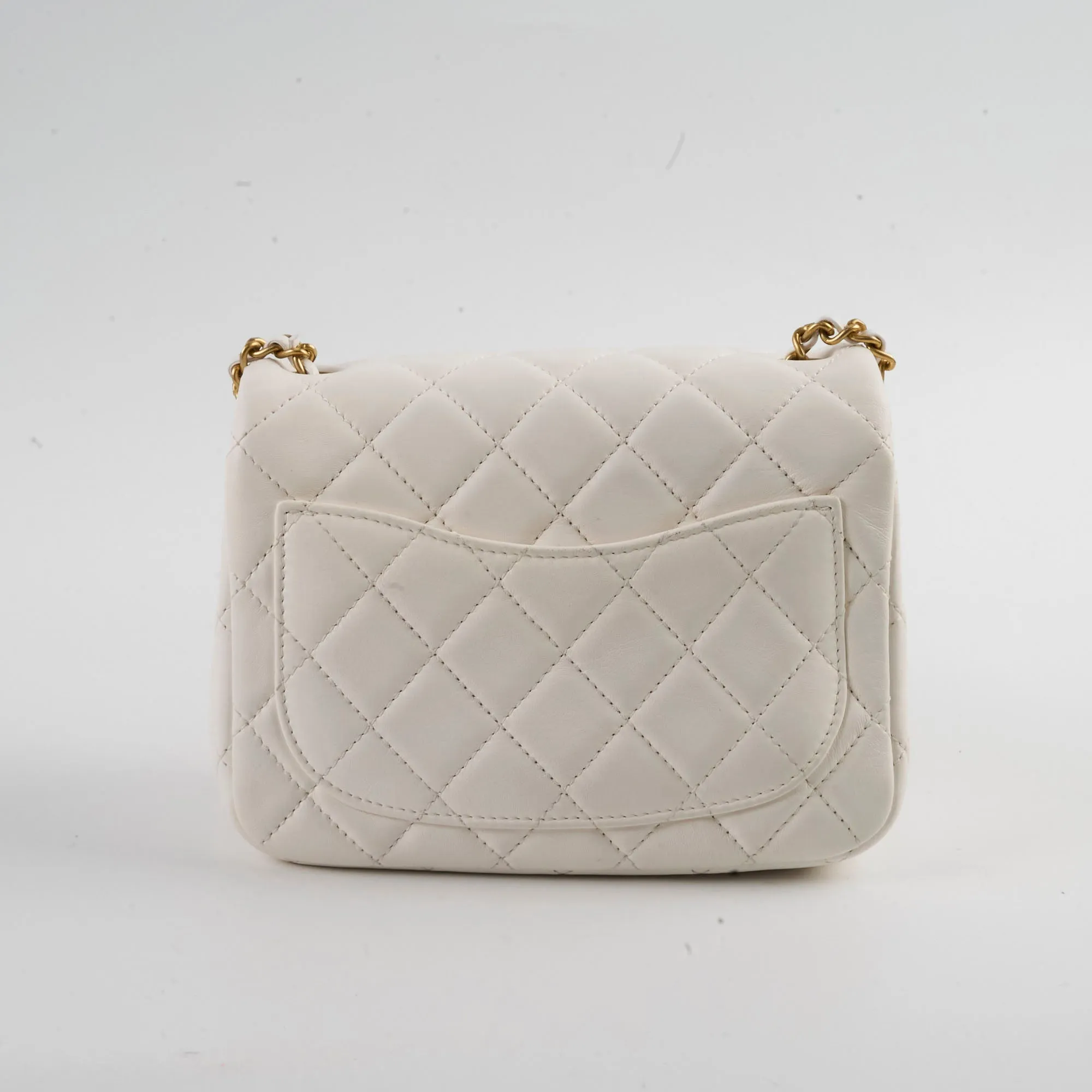 Chanel Mini Square Lambskin Pearl Crush White Series 30