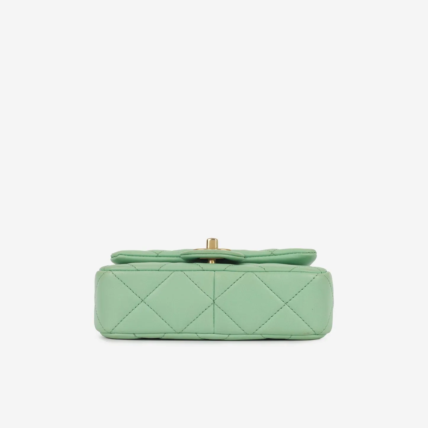 Chanel Mini Square Pearl Crush Flap Bag Green Tea Quilted Lambskin BGHW