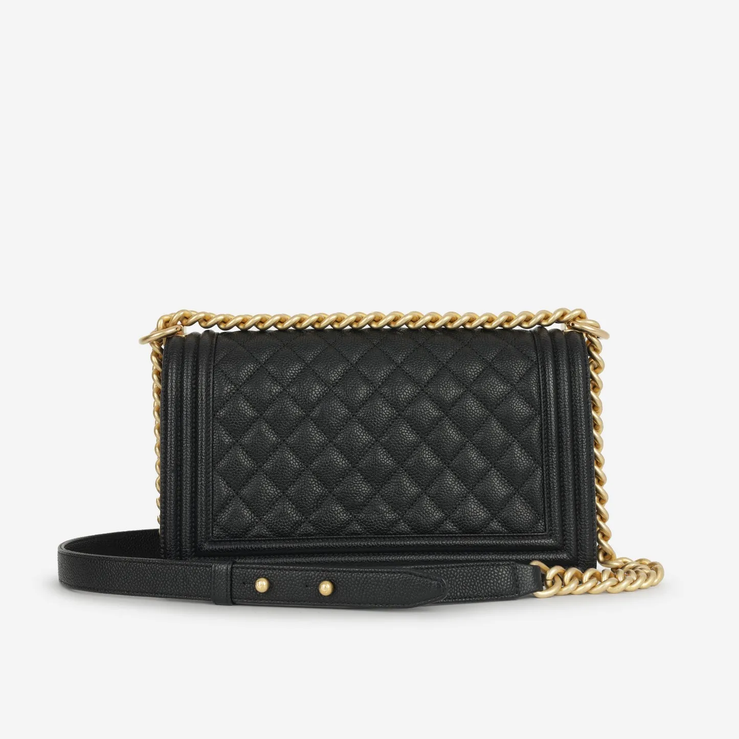 Chanel - Old Medium Boy Bag - Black Quilted Caviar GHW - Pre-Loved - 2016