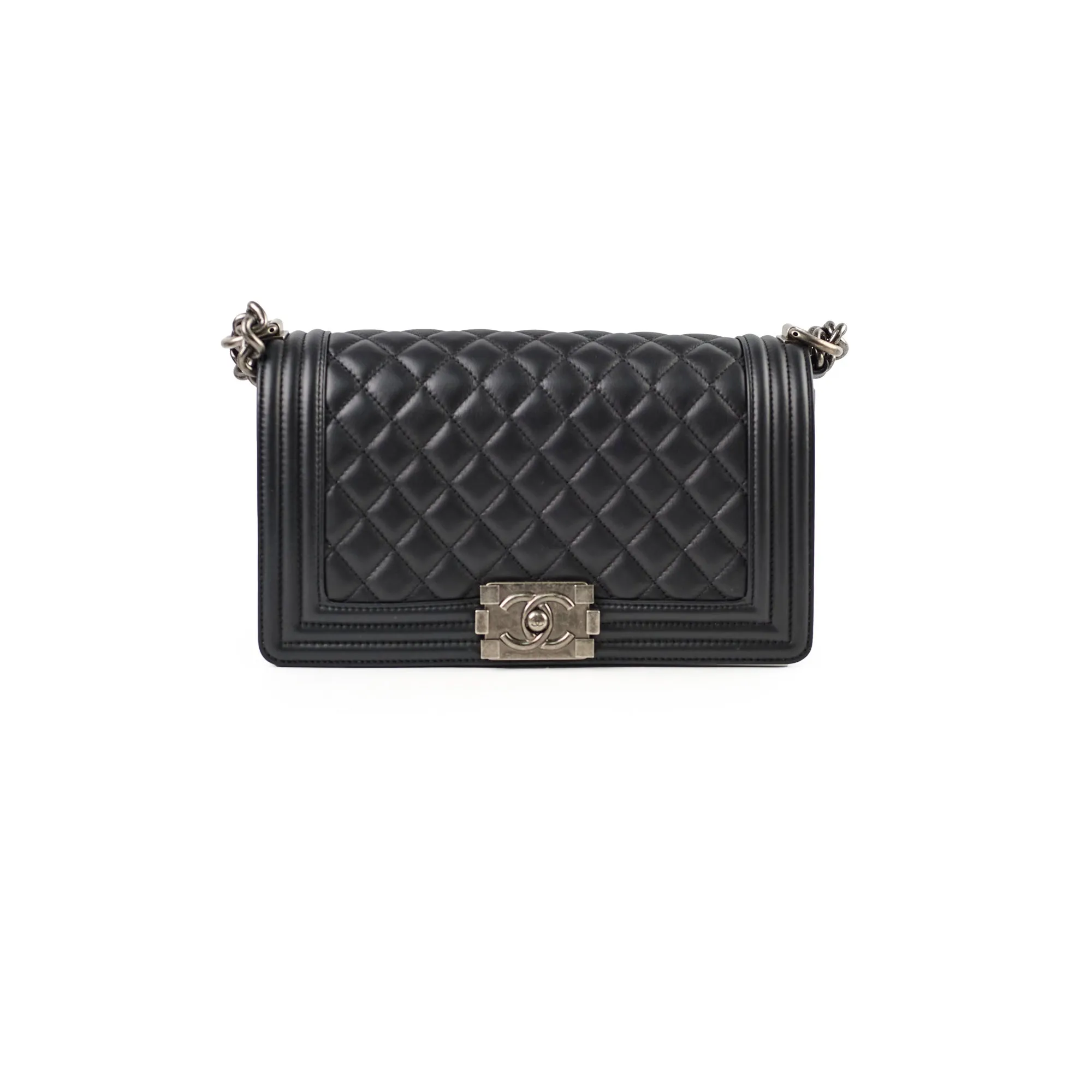 Chanel Old Medium Boy Black Microchipped