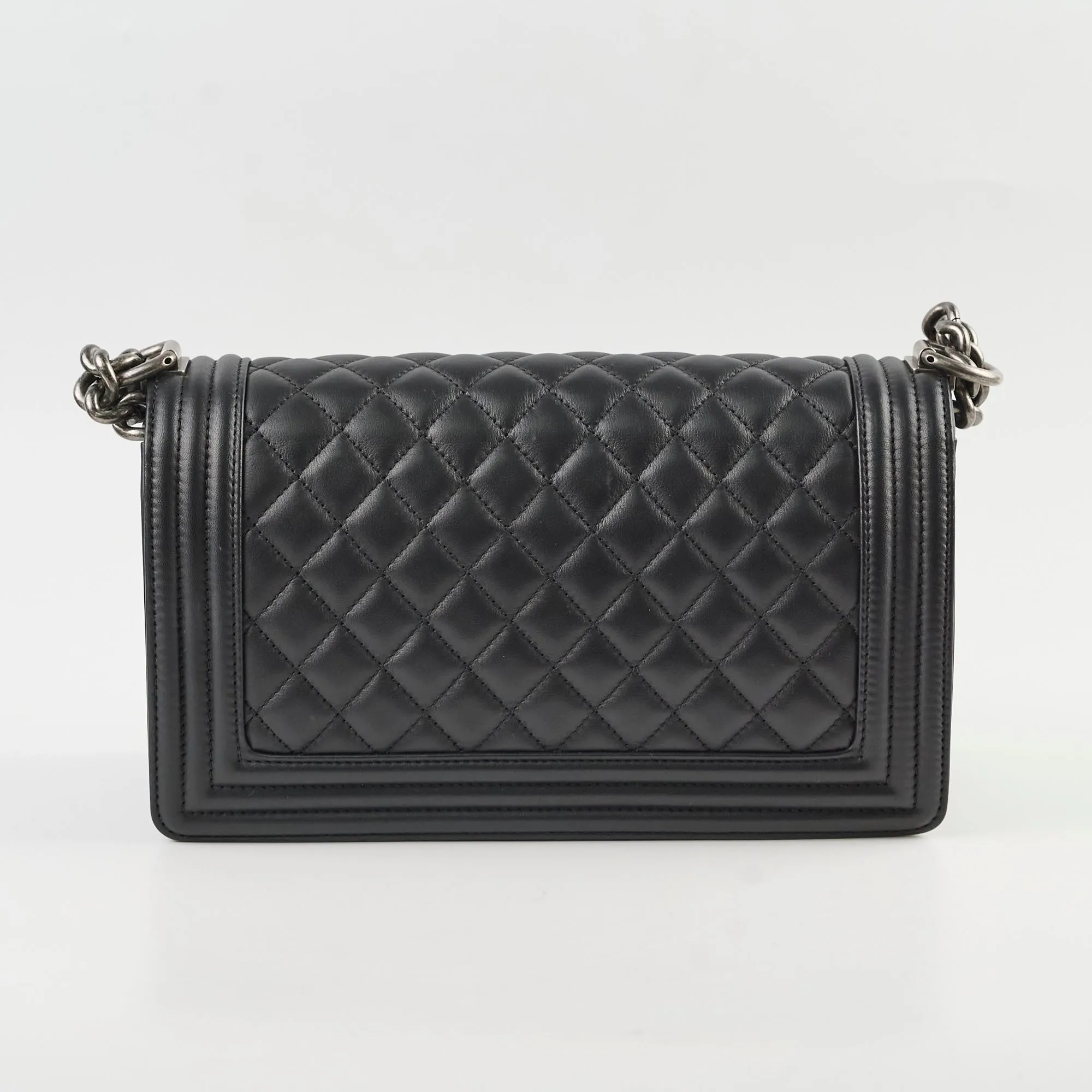 Chanel Old Medium Boy Black Microchipped