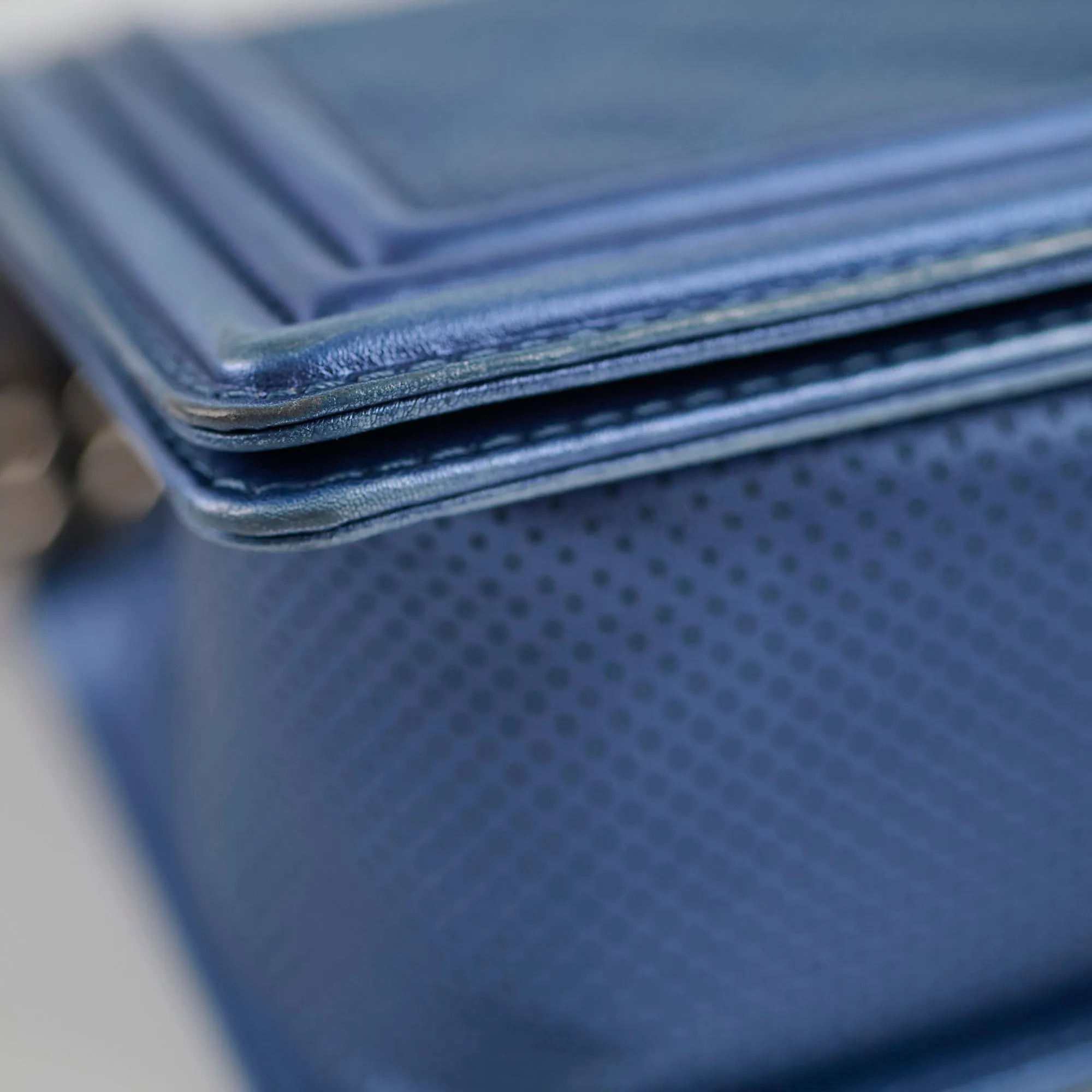 Chanel Old Medium Boy Metallic Blue