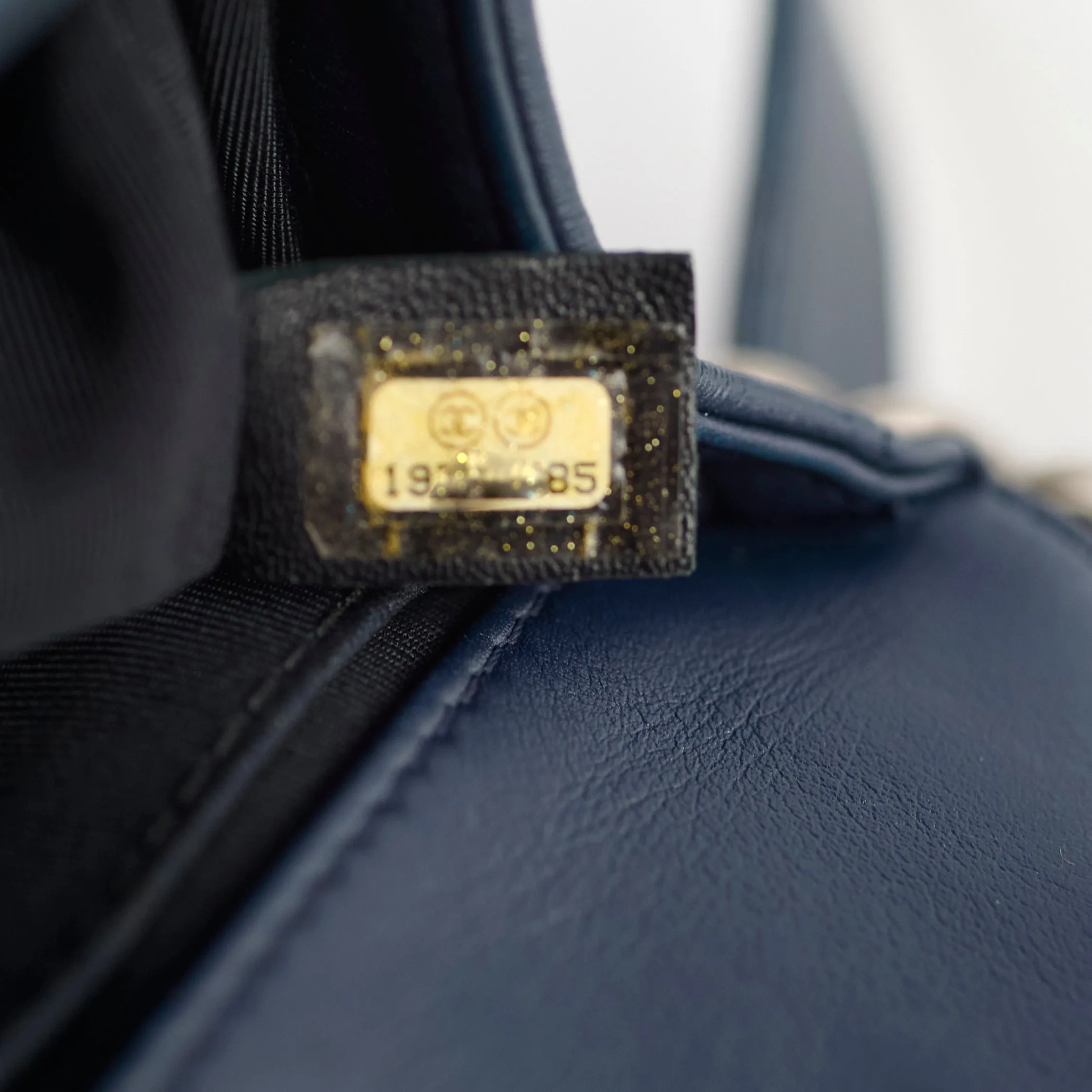 Chanel Old Medium Boy Navy Studded