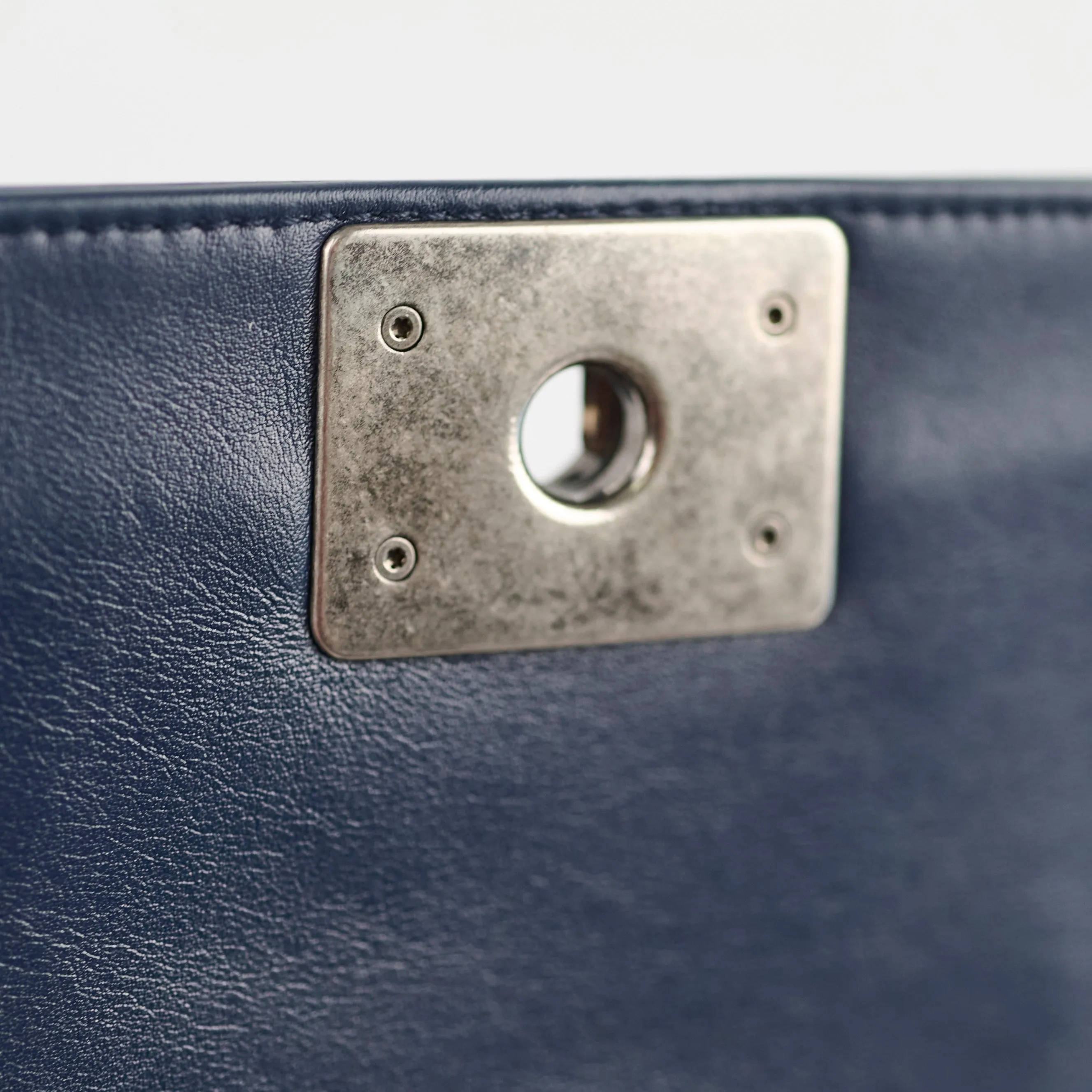 Chanel Old Medium Boy Navy Studded