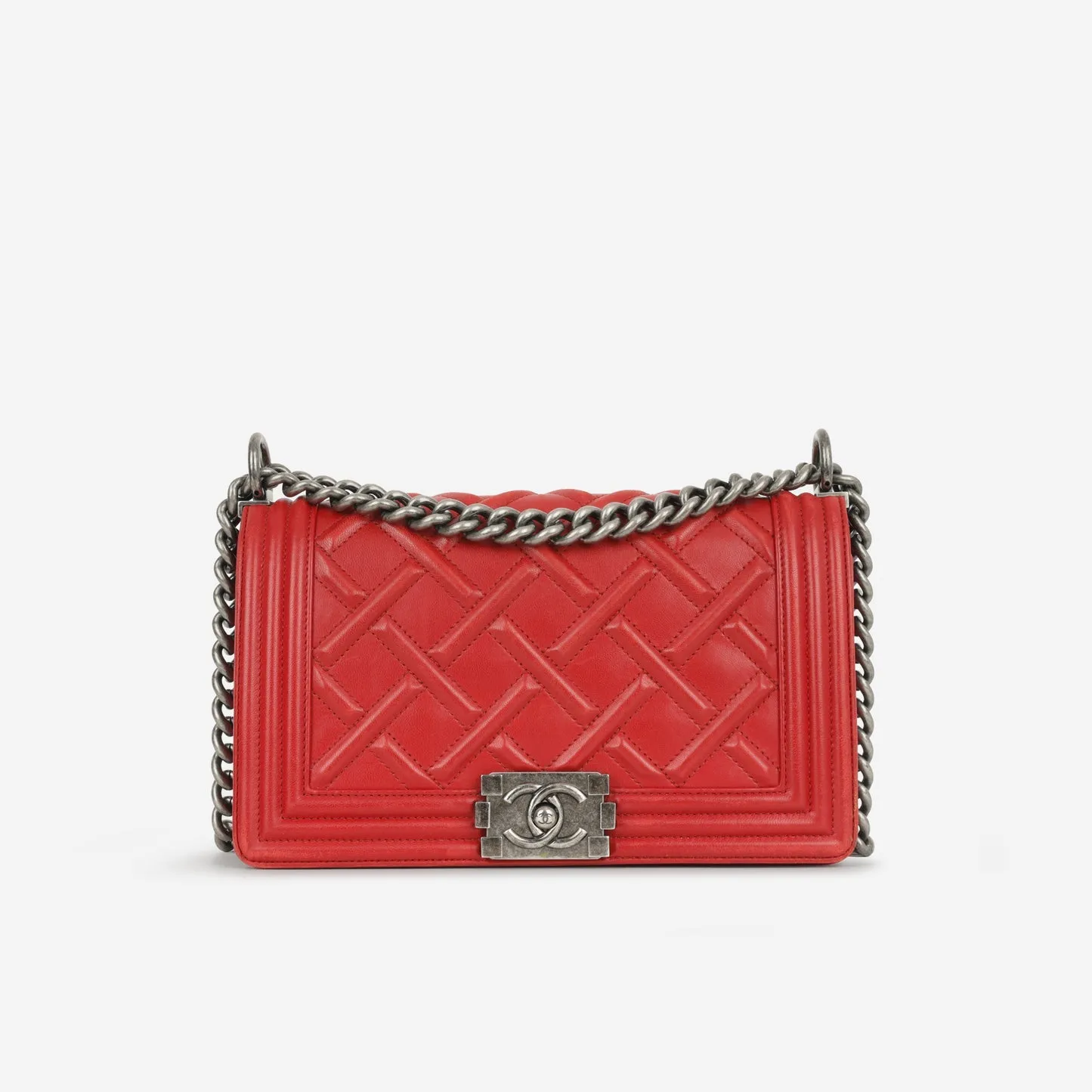 Chanel - Old Medium - Red Chateau Celtic Lambskin RHW - Pre-Loved - 2022 handbags bulk sale