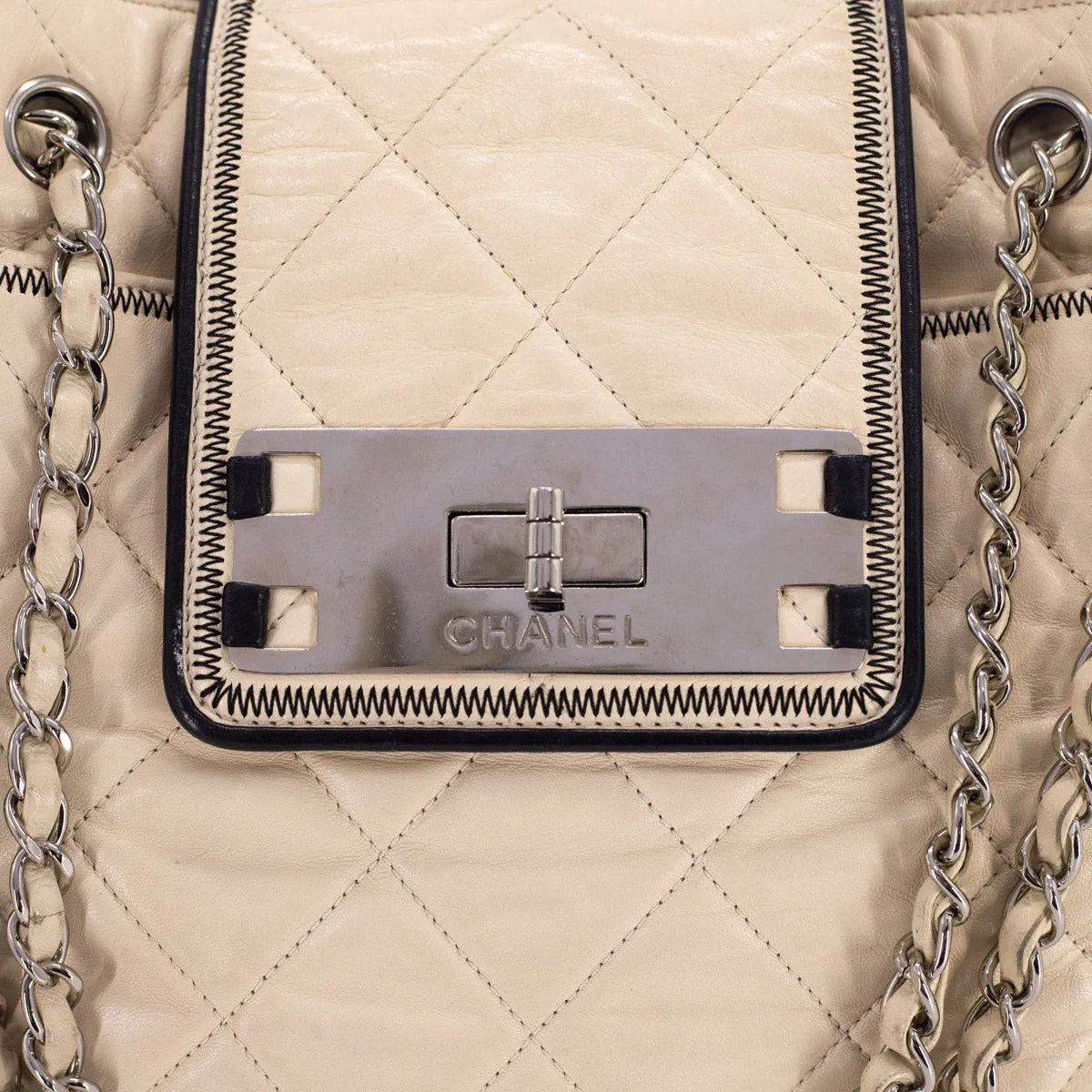 Chanel Quilted Calfskin Shoulder Bag Cream