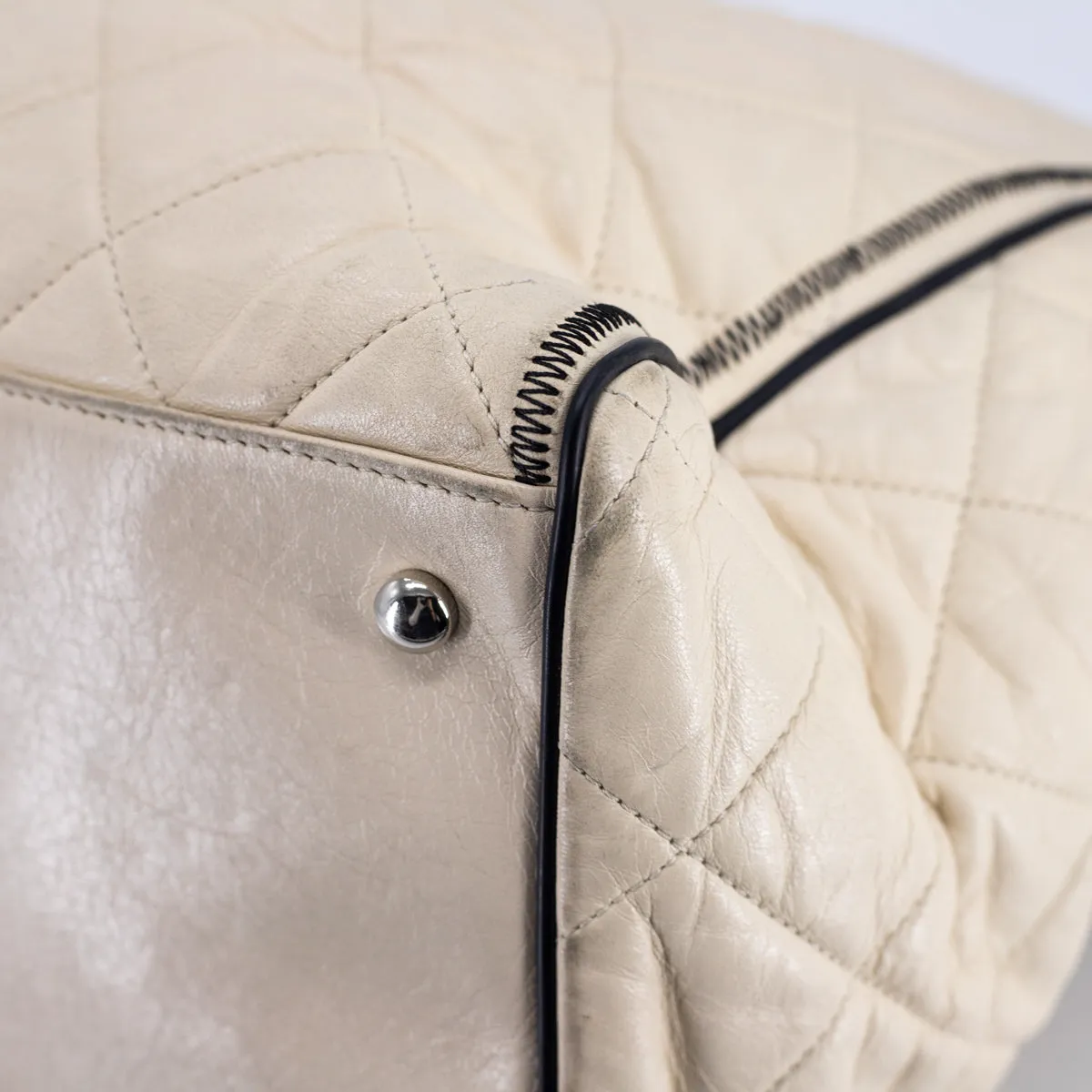 Chanel Quilted Calfskin Shoulder Bag Cream