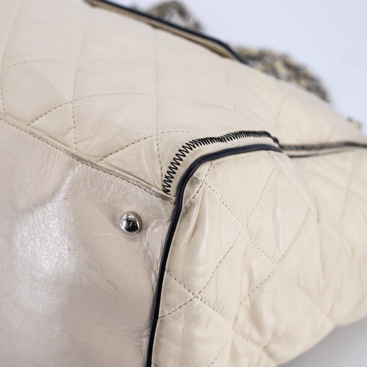 Chanel Quilted Calfskin Shoulder Bag Cream