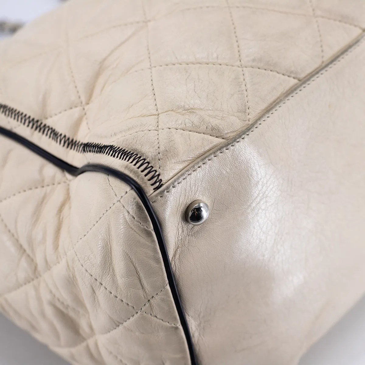 Chanel Quilted Calfskin Shoulder Bag Cream