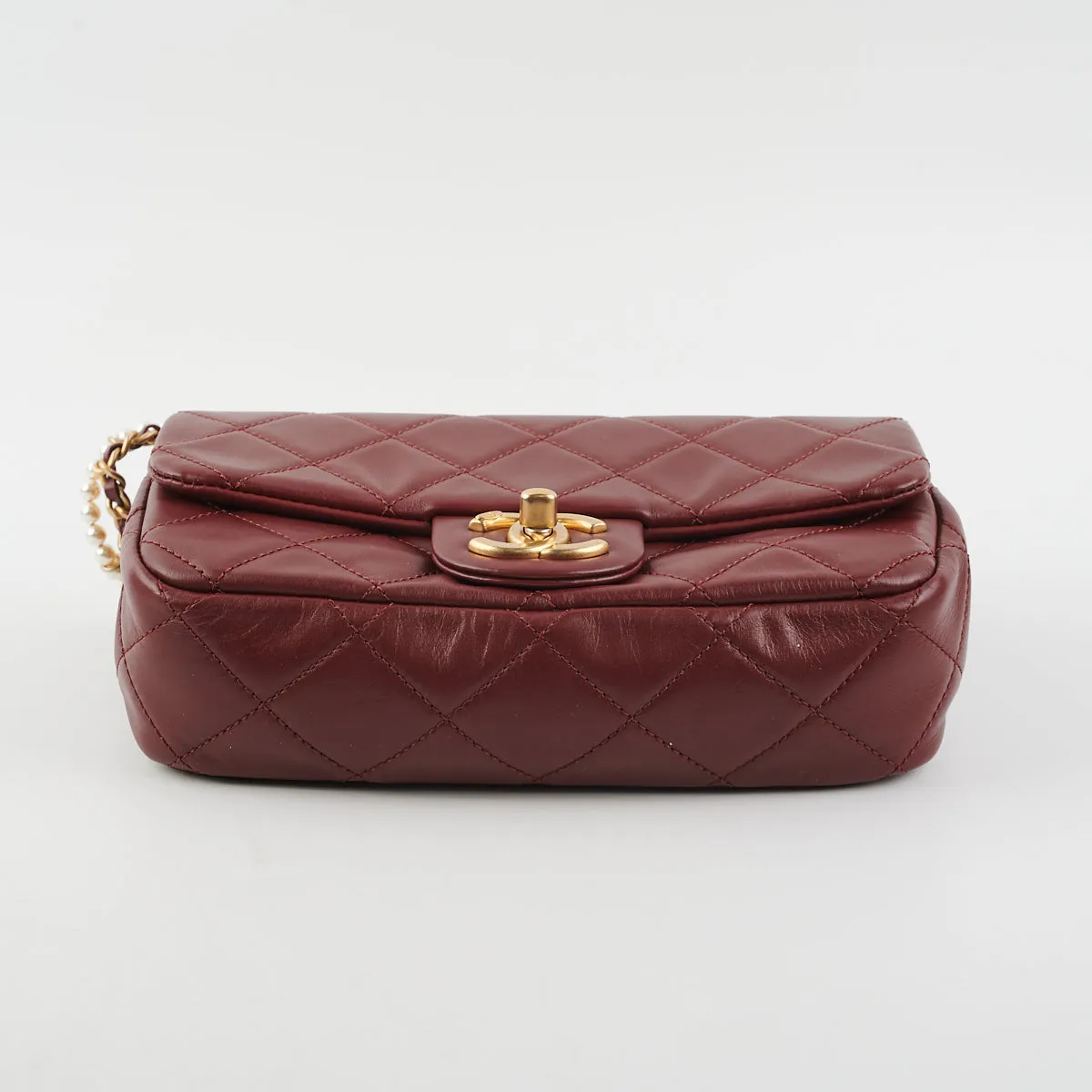 Chanel Quilted Crystal Pearls Flap Burgundy