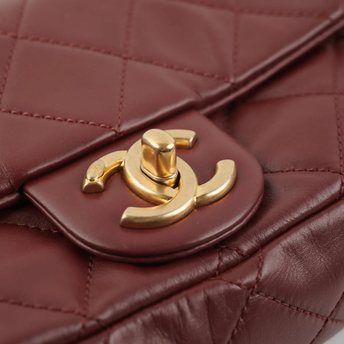 Chanel Quilted Crystal Pearls Flap Burgundy