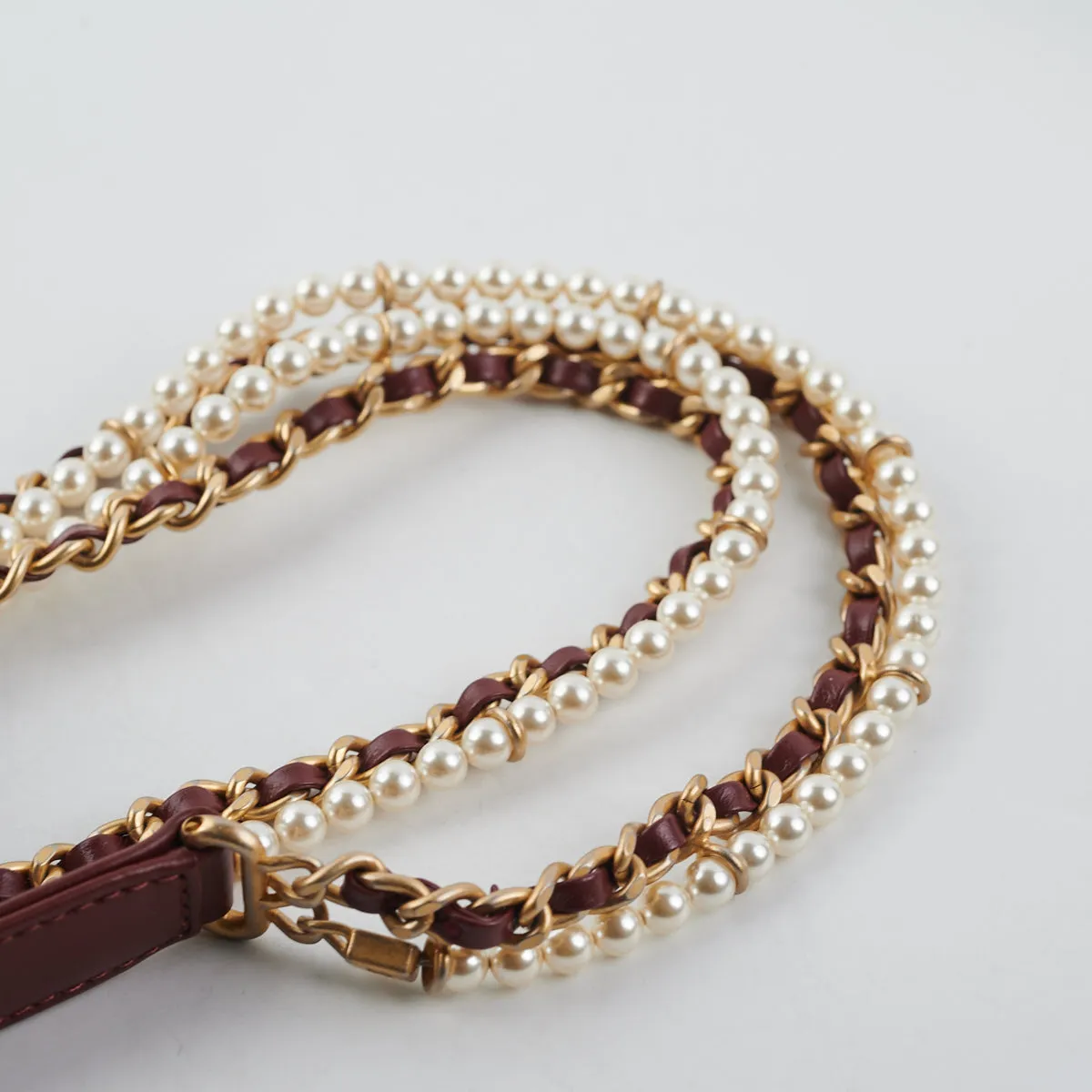 Chanel Quilted Crystal Pearls Flap Burgundy