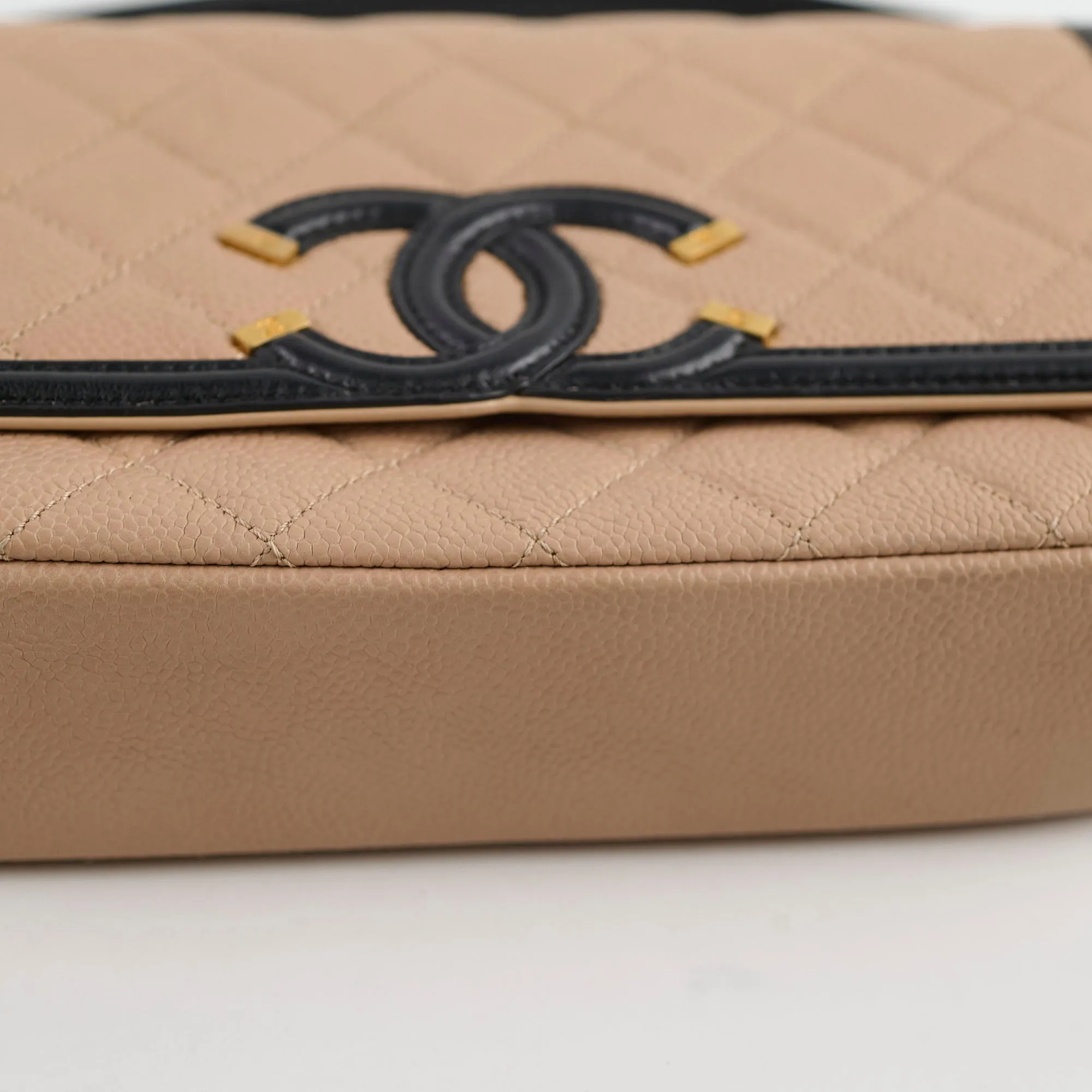 Chanel Small Filigree Beige Caviar Crossbody - Series 23