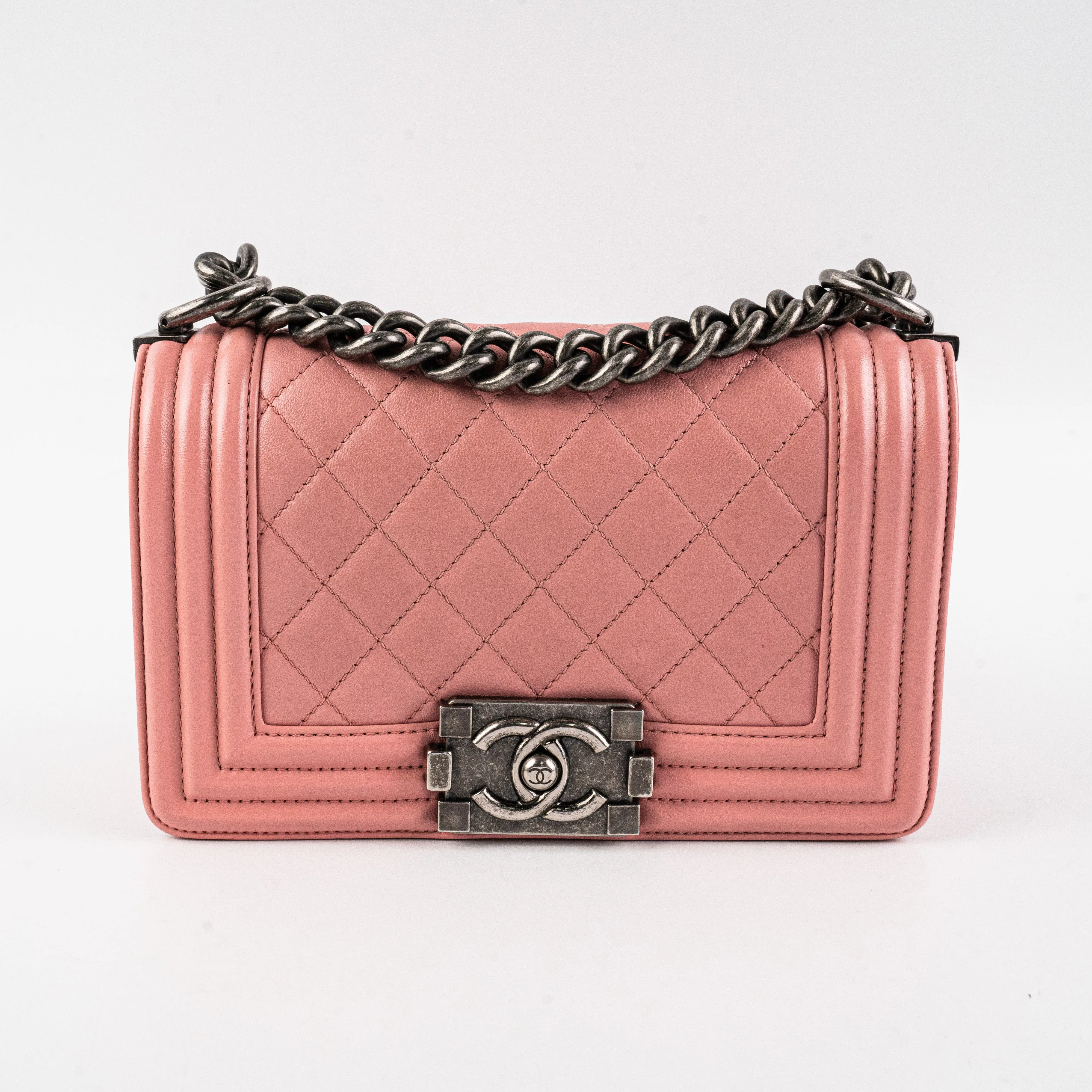 Chanel Small Lambskin Boy Pink Crossbody Bag