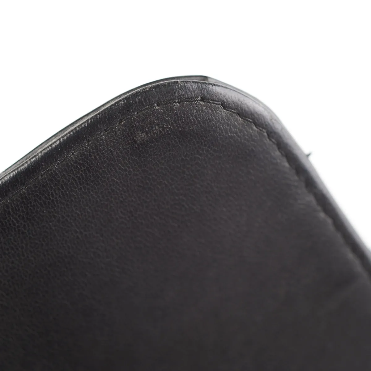 Chanel Vintage Vertical Half Flap Black Shiny Leather