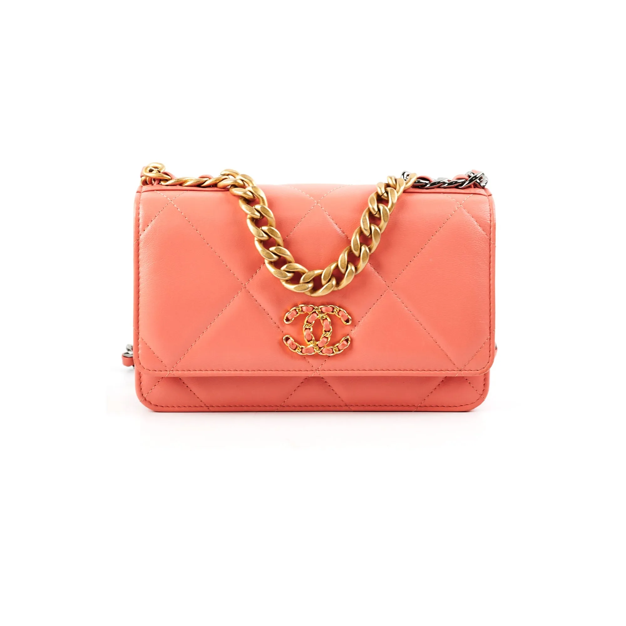 Chanel Wallet on Chain WOC 19 Coral Evening Clutch Bags Discount