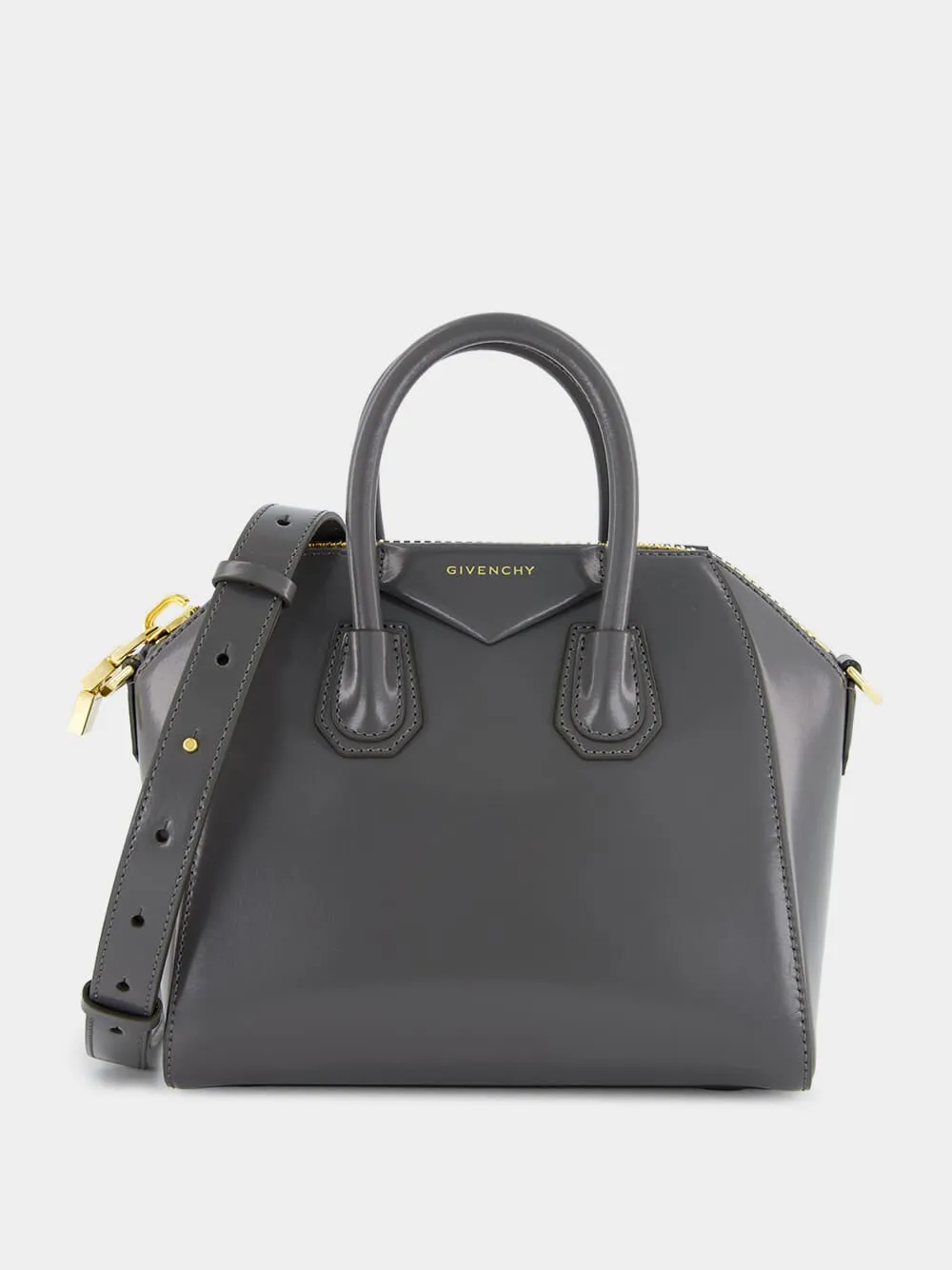 Charcoal Mini Antigona Bag in Box Leather